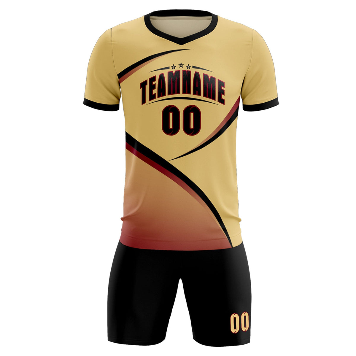 Custom Khaki Black Color Block Training Uniform For Men Football Kits Jersey