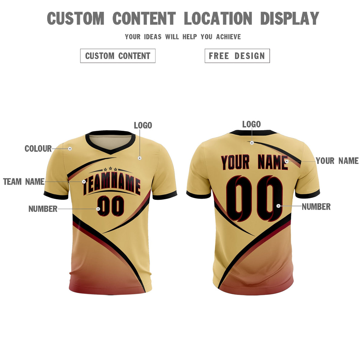 Custom Khaki Black Color Block Training Uniform For Men Football Kits Jersey