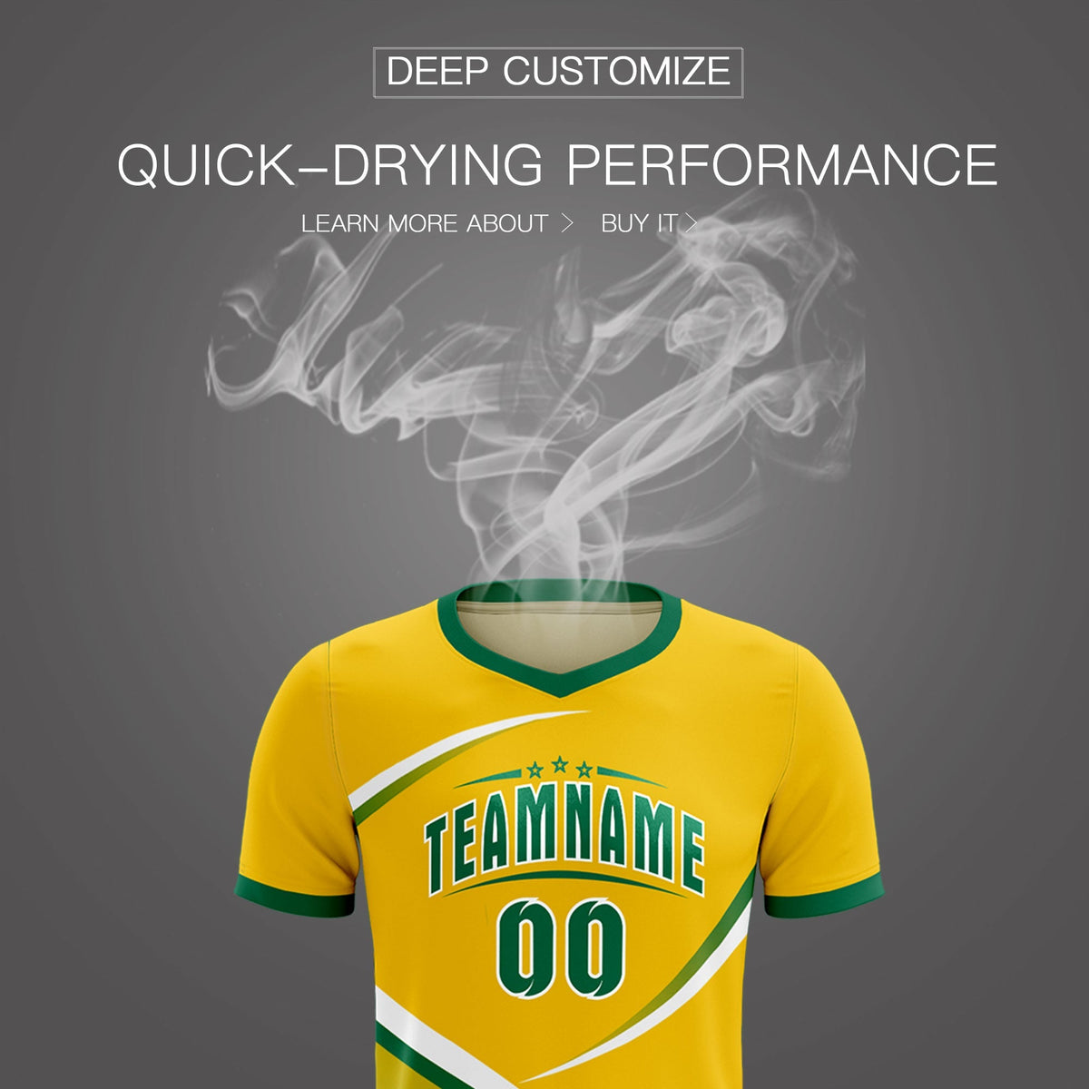 Custom Gold Kelly Green Color Block Training Uniform For Men Soccer Sets Jersey