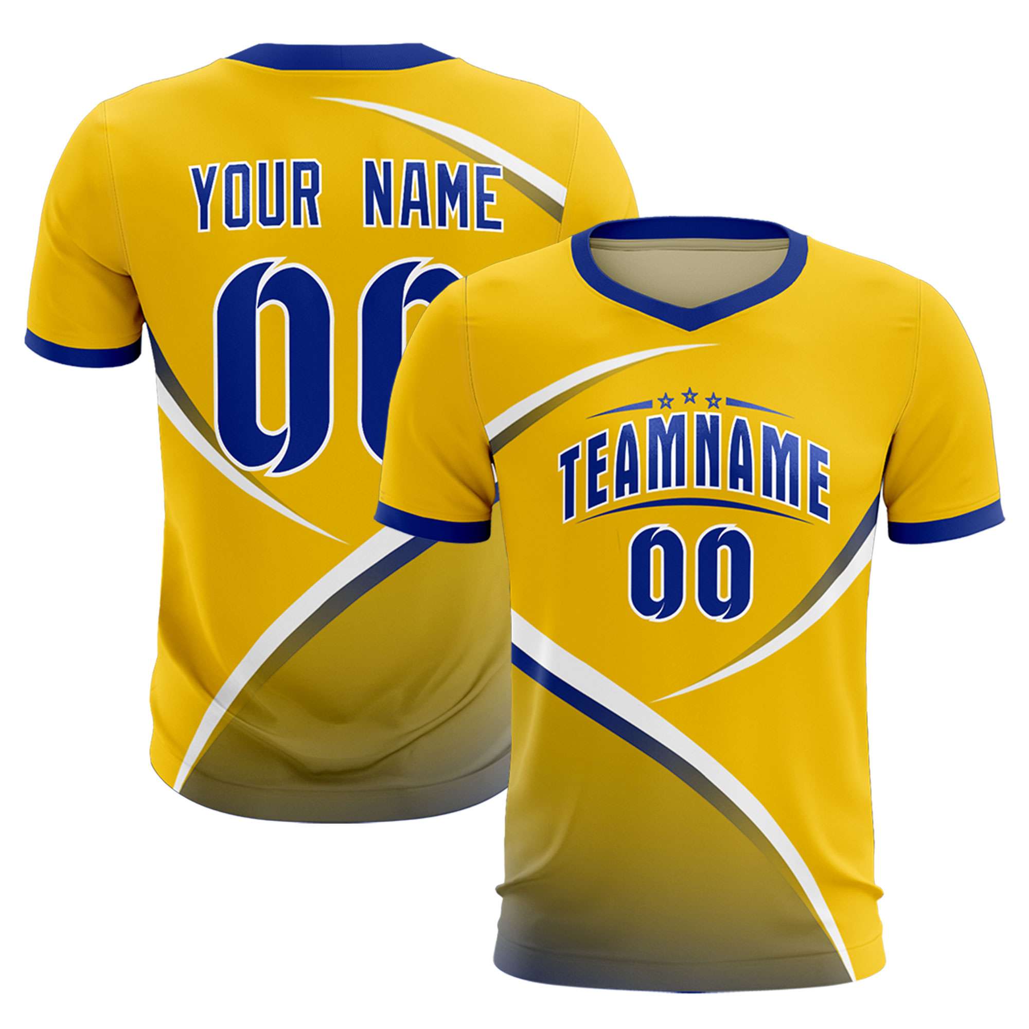 Custom Gold Royal Color Block Training Uniform For Men Soccer Sets Jersey