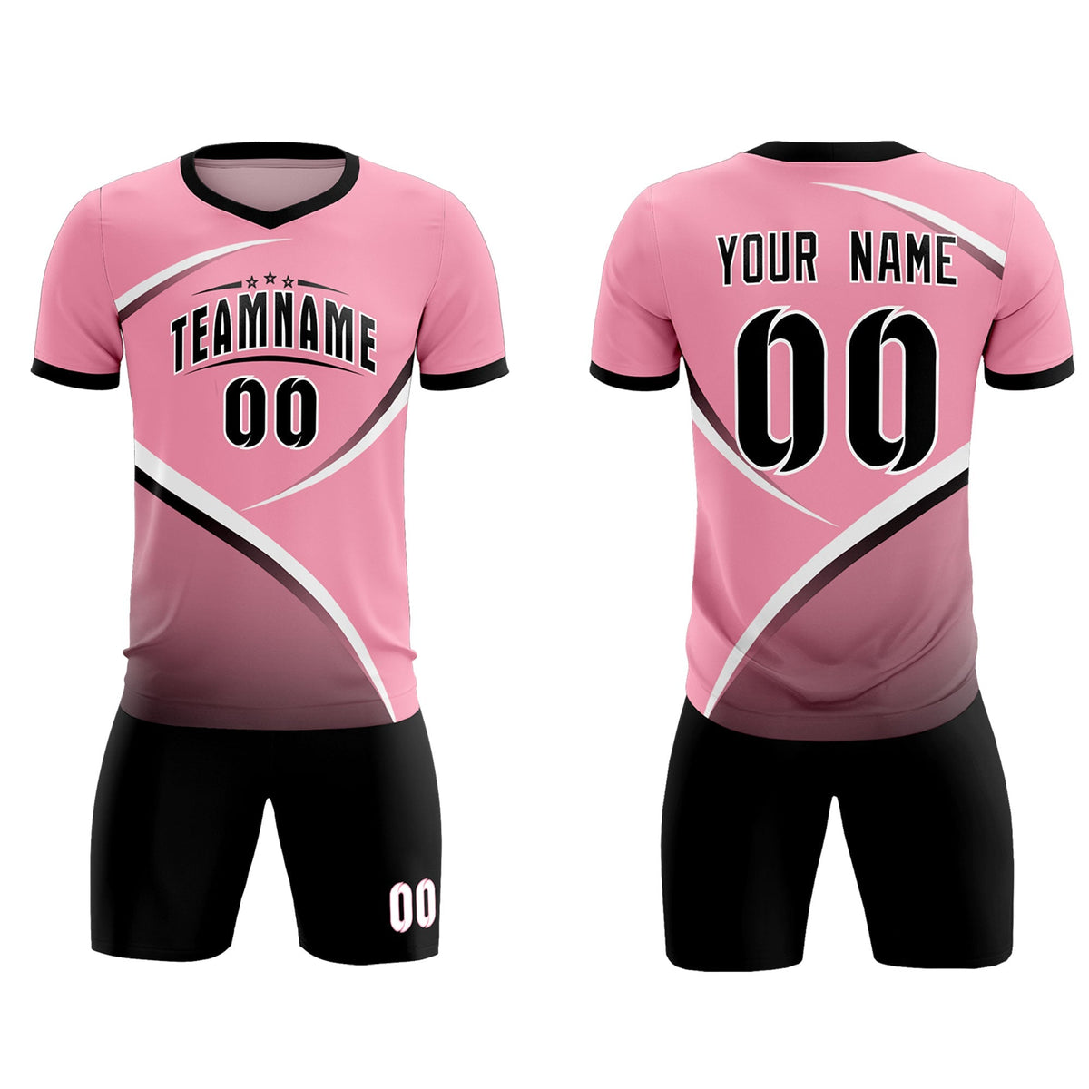 Custom Light Pink Black Color Block Training Uniform For Men Football Kits Jersey