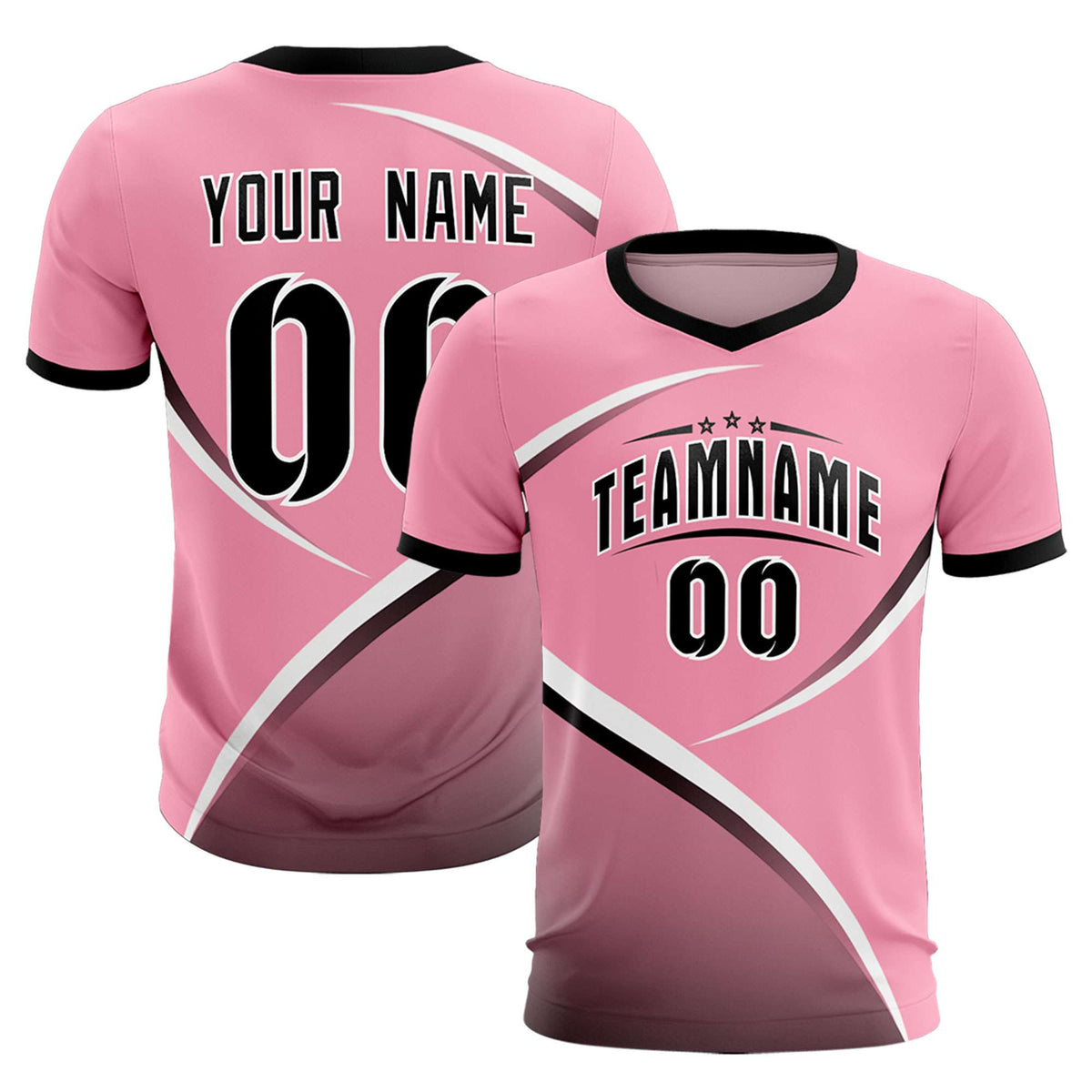 Custom Light Pink Black Color Block Training Uniform For Men Football Kits Jersey