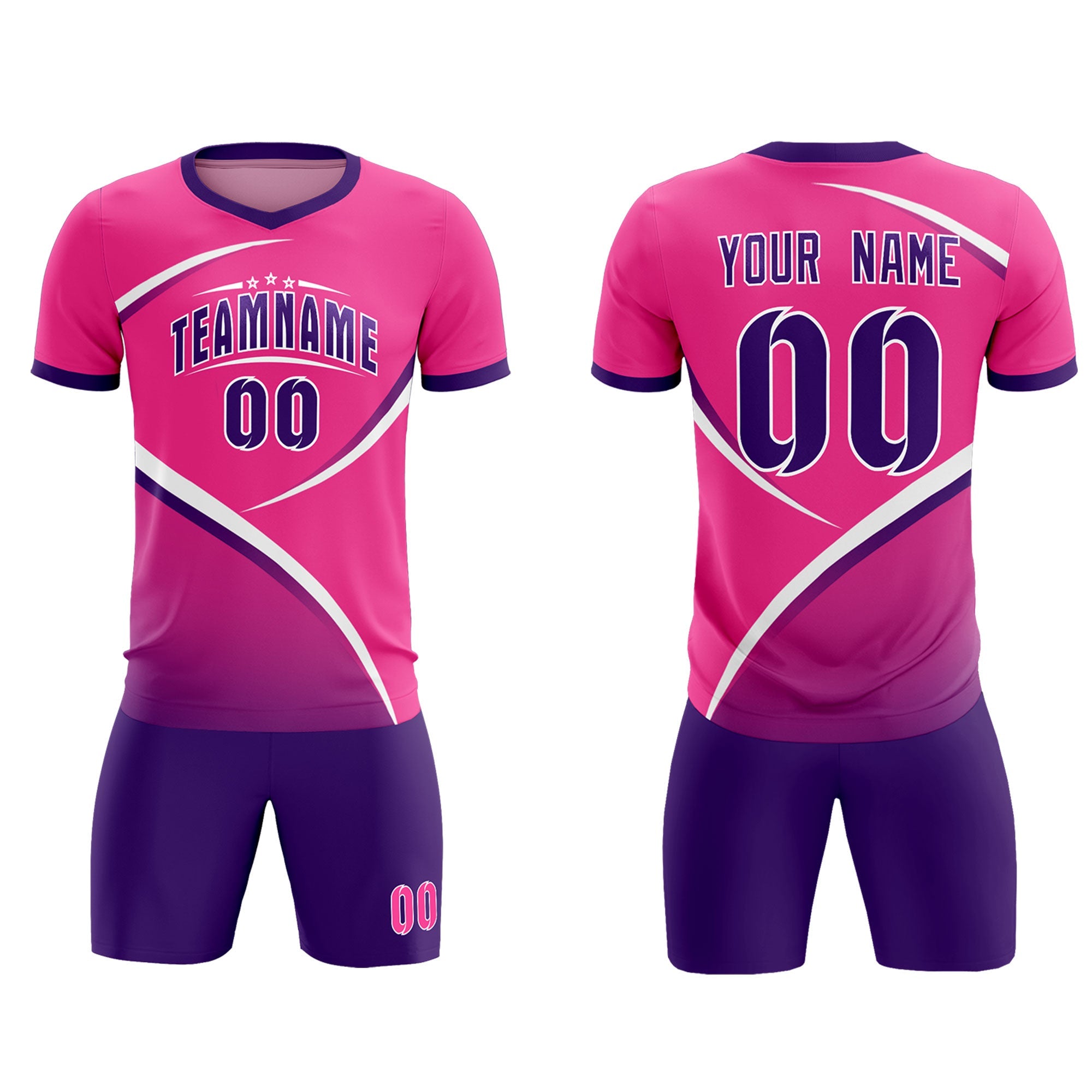 Custom Pink Purple Color Block Training Uniform For Men Soccer Sets Jersey
