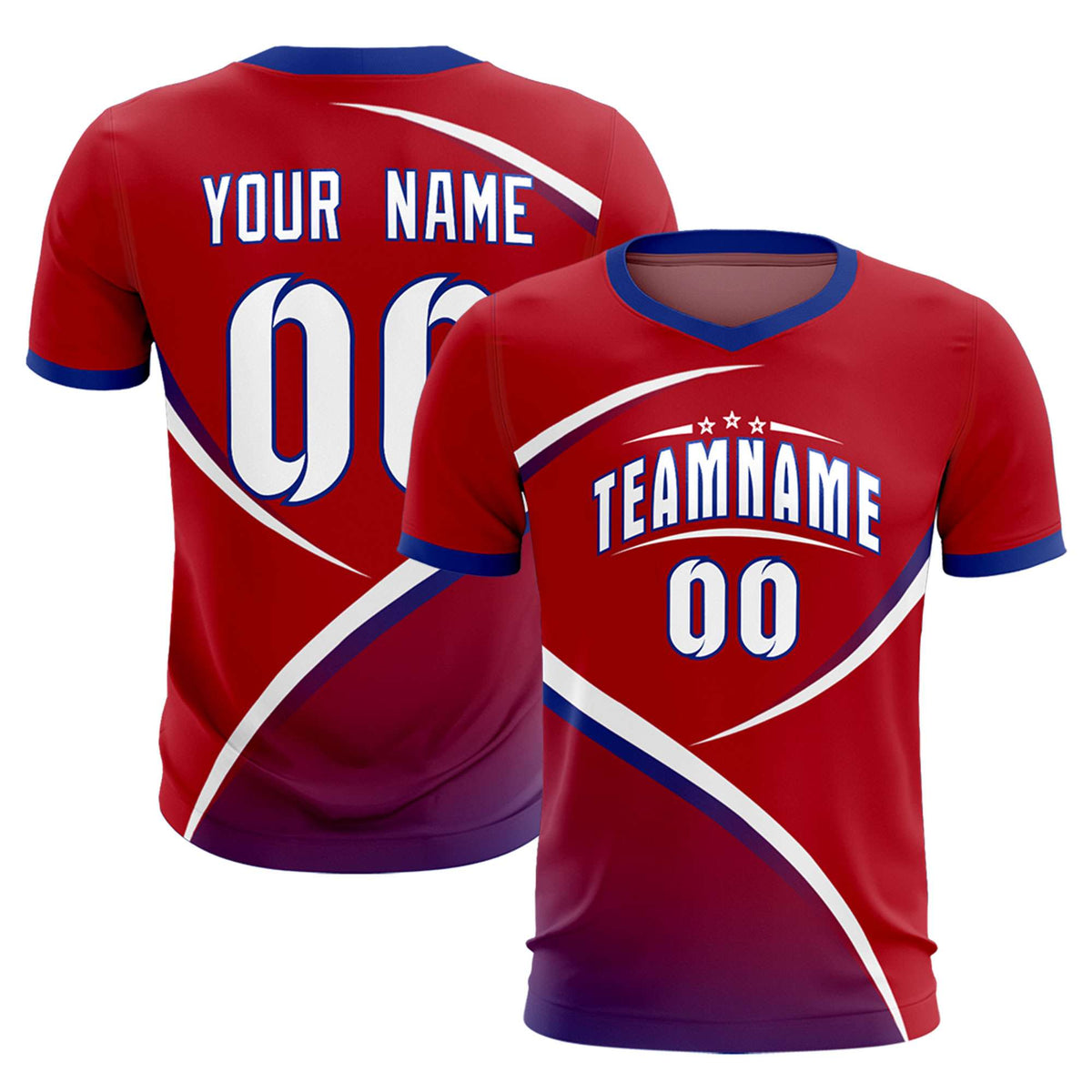 Custom Red Royal Color Block Training Uniform For Men Football Kits Jersey