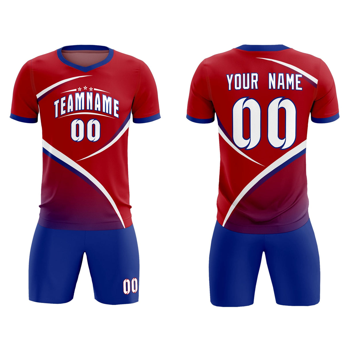 Custom Red Royal Color Block Training Uniform For Men Football Kits Jersey