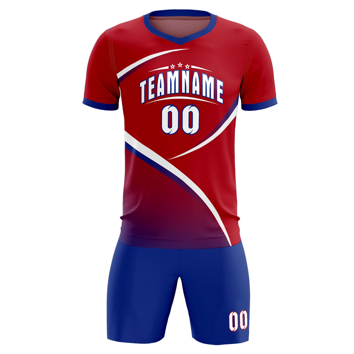 Custom Red Royal Color Block Training Uniform For Men Football Kits Jersey