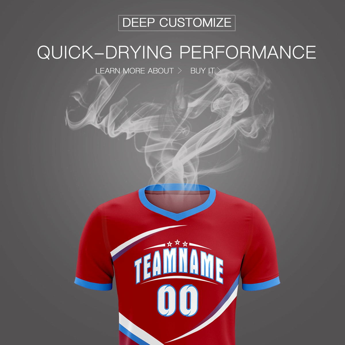 Custom Red Powder Blue Color Block Training Uniform For Men Football Kits Jersey