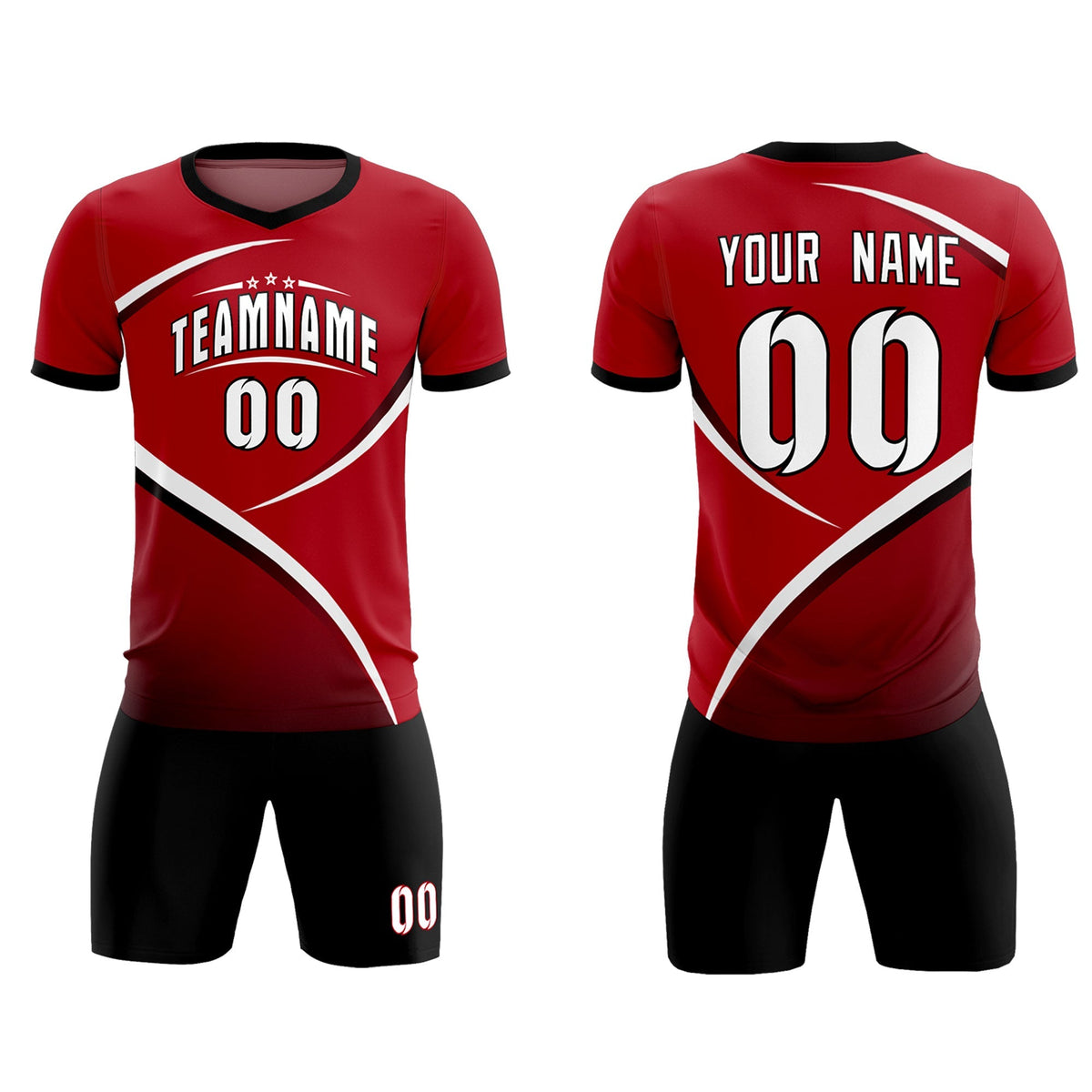 Custom Red Black Color Block Training Uniform For Men Football Kits Jersey