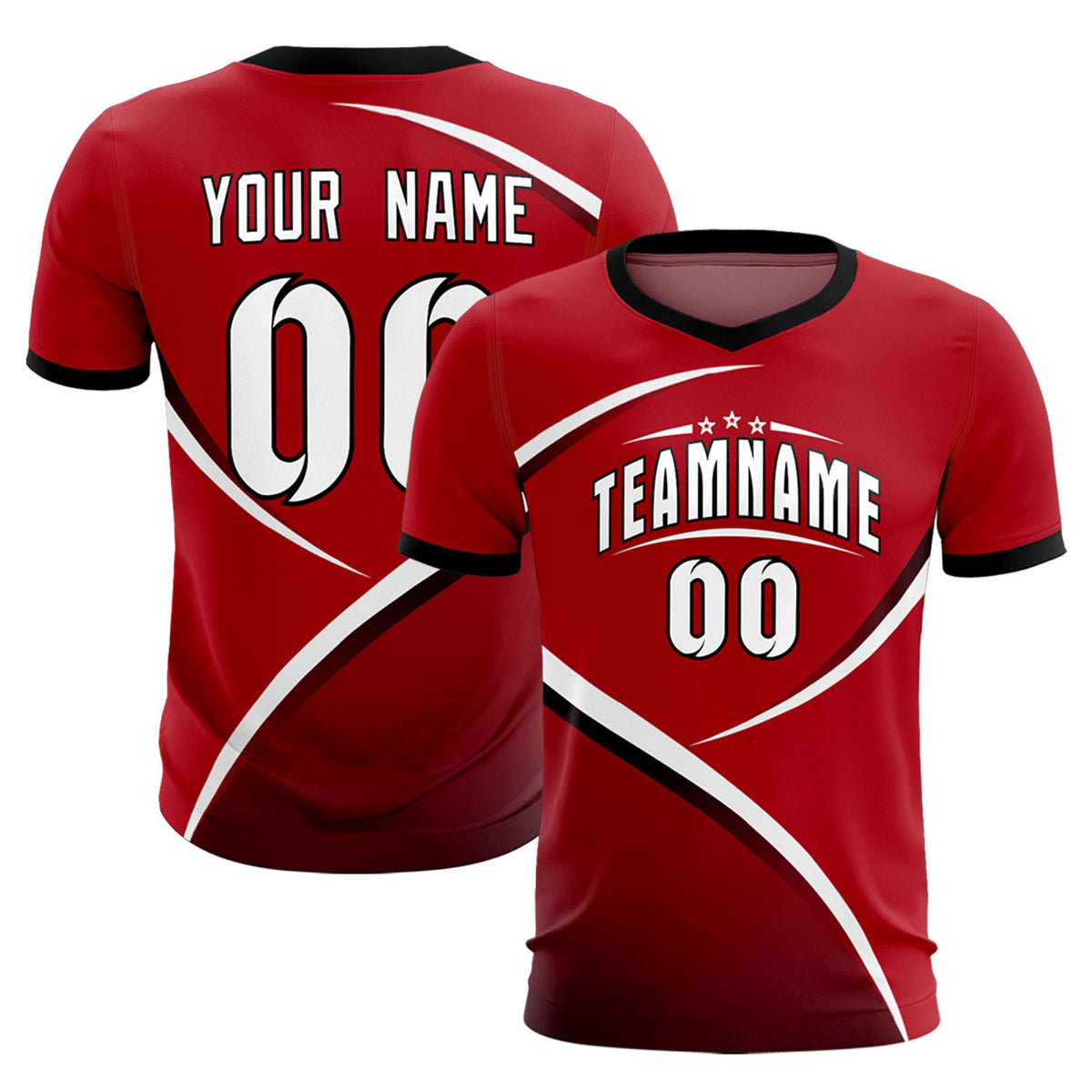 Custom Red Black Color Block Training Uniform For Men Football Kits Jersey