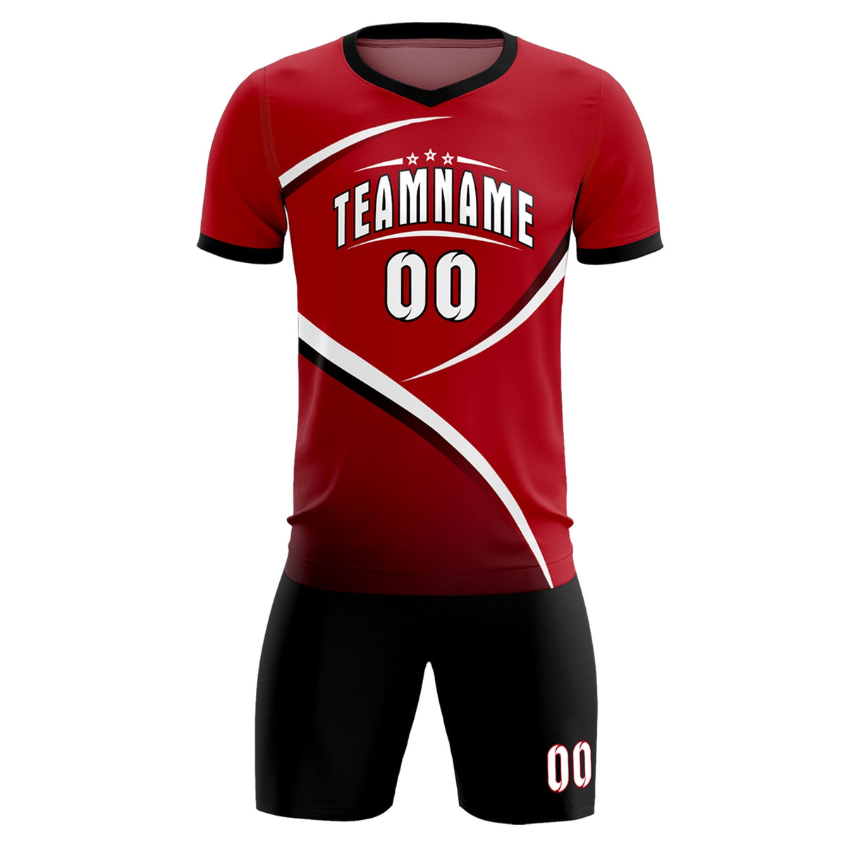 Custom Red Black Color Block Training Uniform For Men Football Kits Jersey