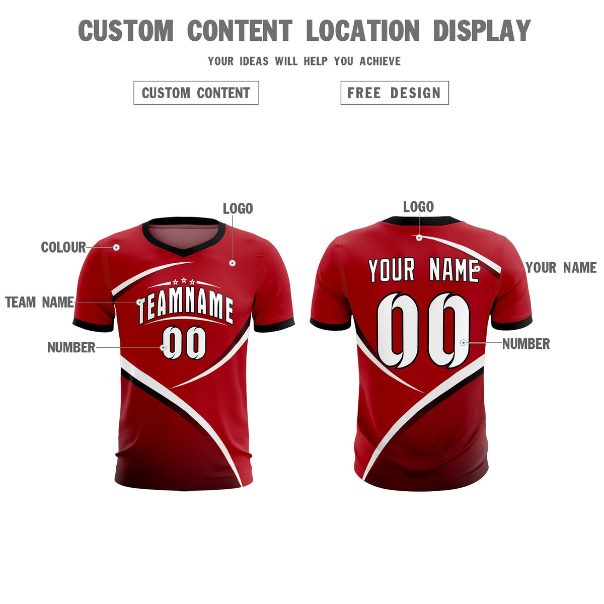 Custom Red Black Color Block Training Uniform For Men Football Kits Jersey