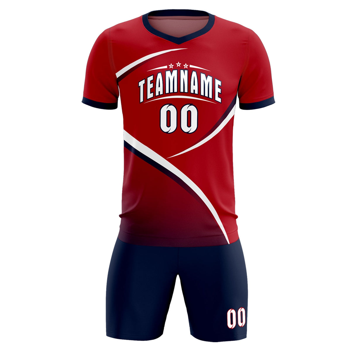 Custom Red Navy Color Block Training Uniform For Men Football Kits Jersey