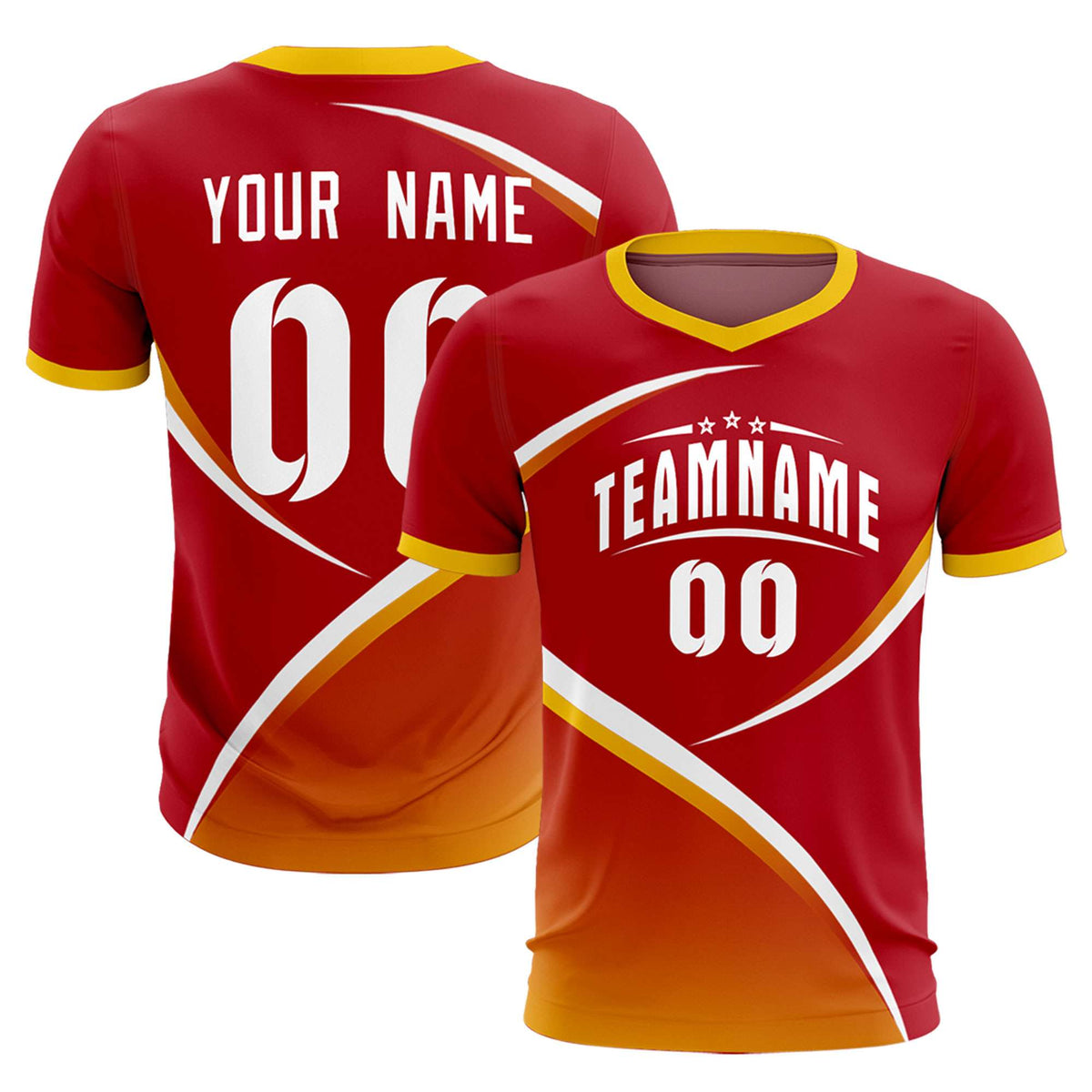 Custom Red Gold Color Block Training Uniform For Men Football Kits Jersey