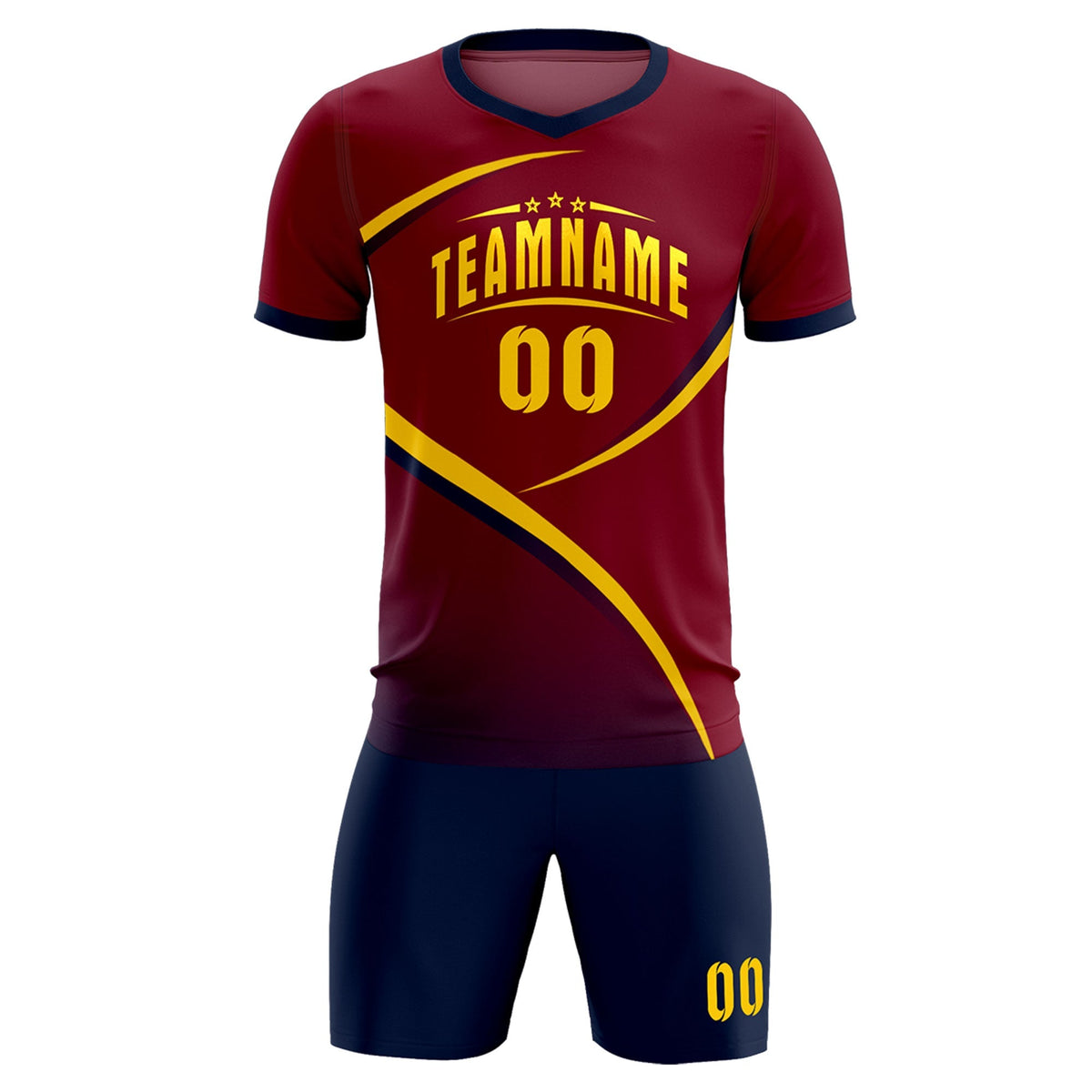 Custom Crimson Navy Color Block Training Uniform For Men Football Kits Jersey
