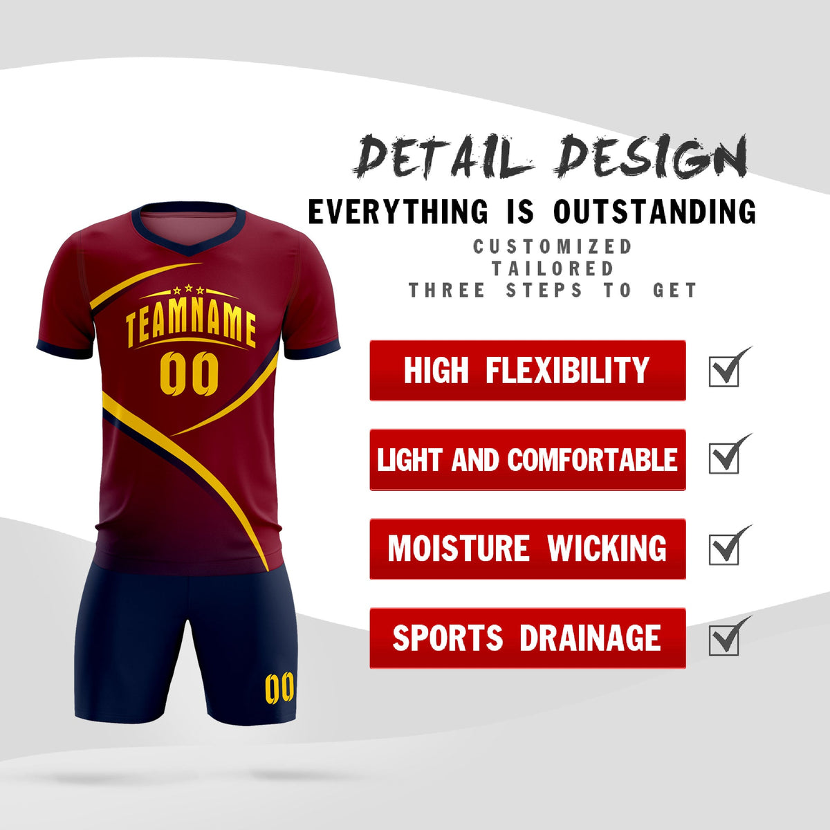 Custom Crimson Navy Color Block Training Uniform For Men Football Kits Jersey