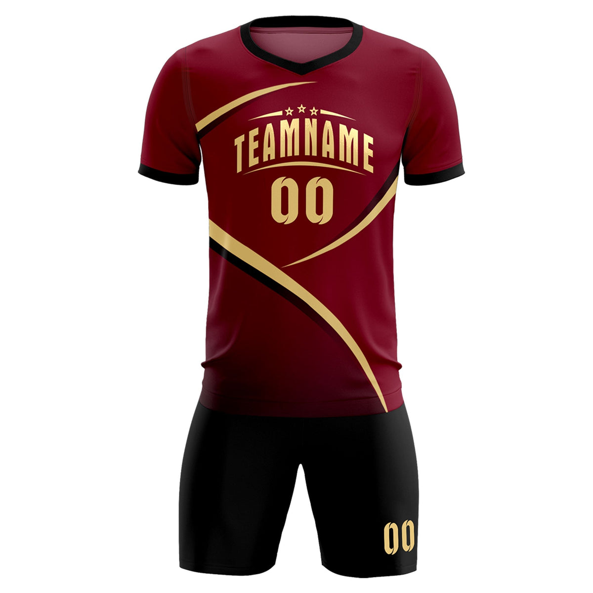 Custom Crimson Black Color Block Training Uniform For Men Football Kits Jersey