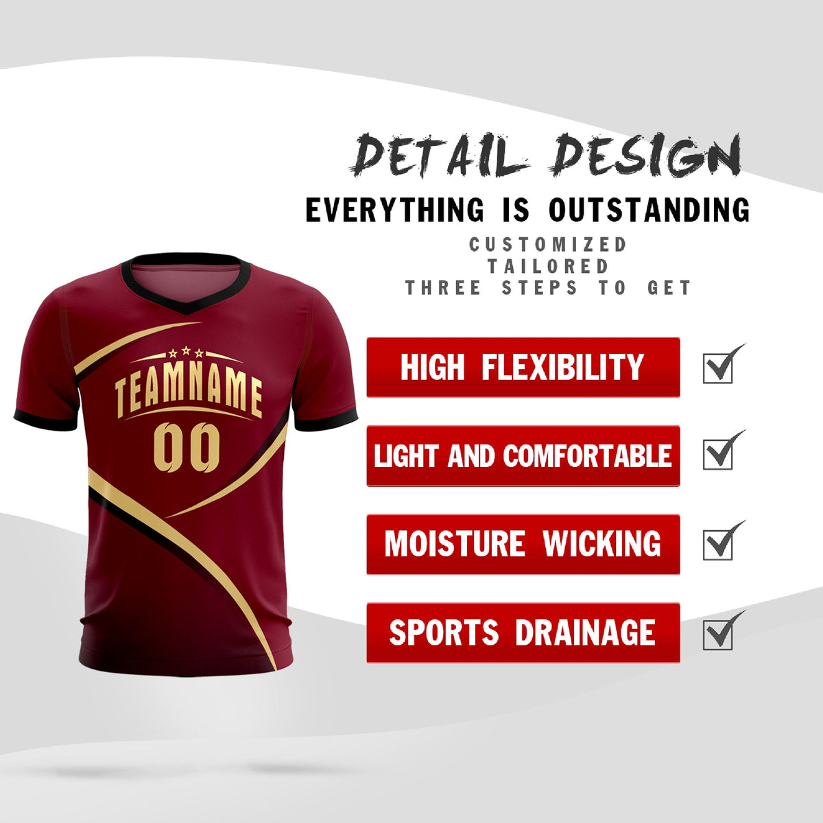 Custom Crimson Black Color Block Training Uniform For Men Football Kits Jersey