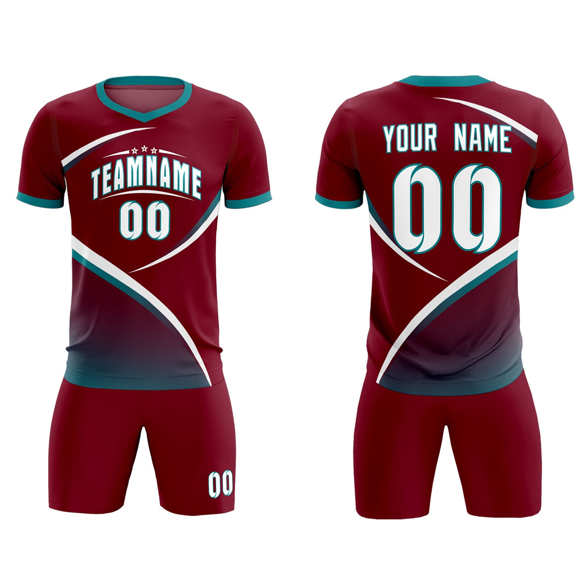 Custom Crimson Aqua Color Block Training Uniform For Men Football Kits Jersey
