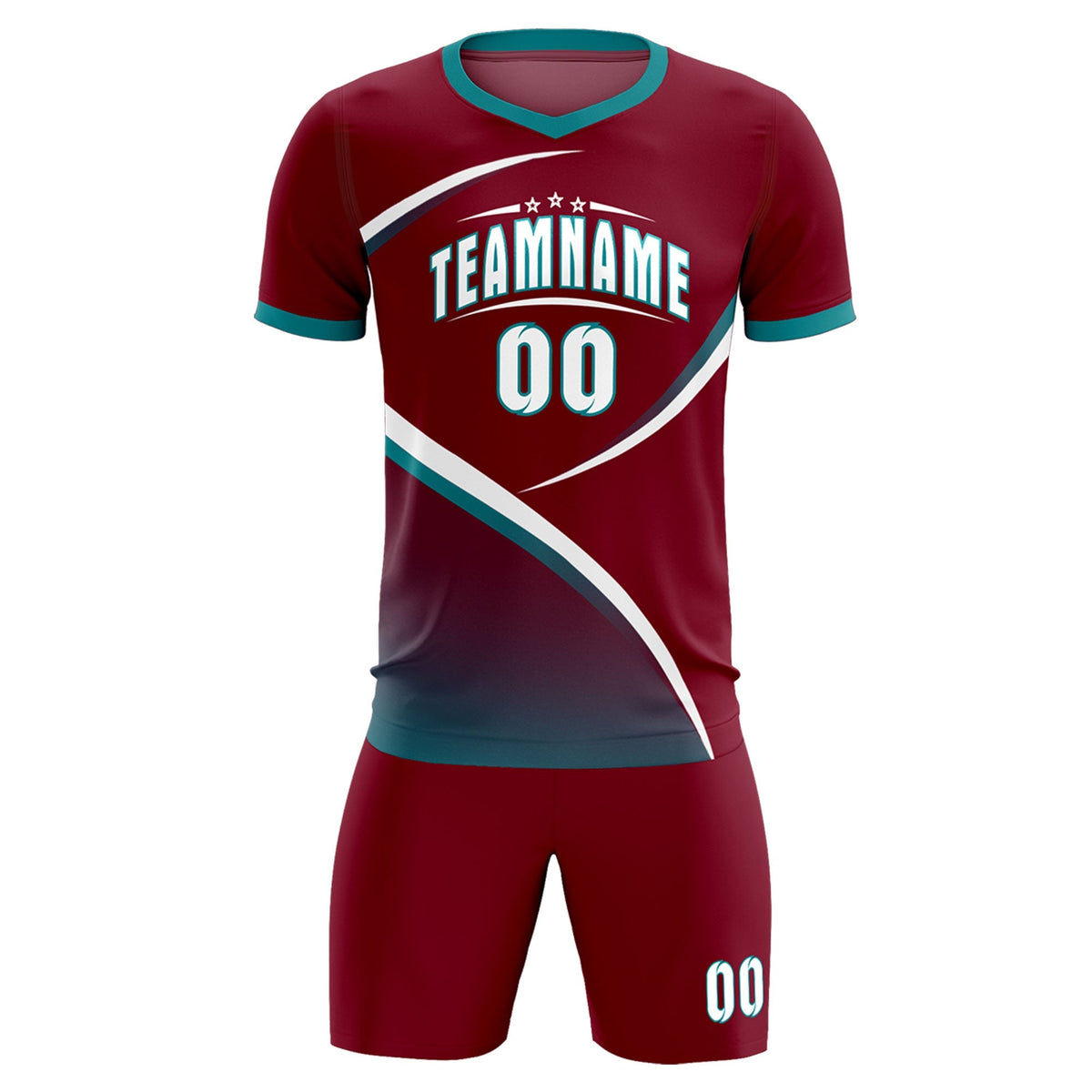 Custom Crimson Aqua Color Block Training Uniform For Men Football Kits Jersey
