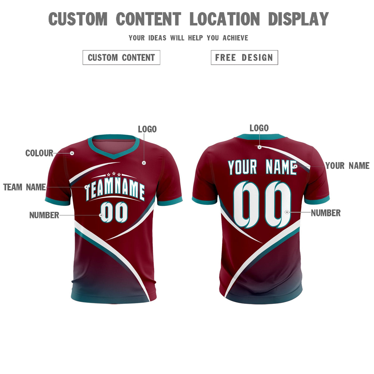 Custom Crimson Aqua Color Block Training Uniform For Men Football Kits Jersey