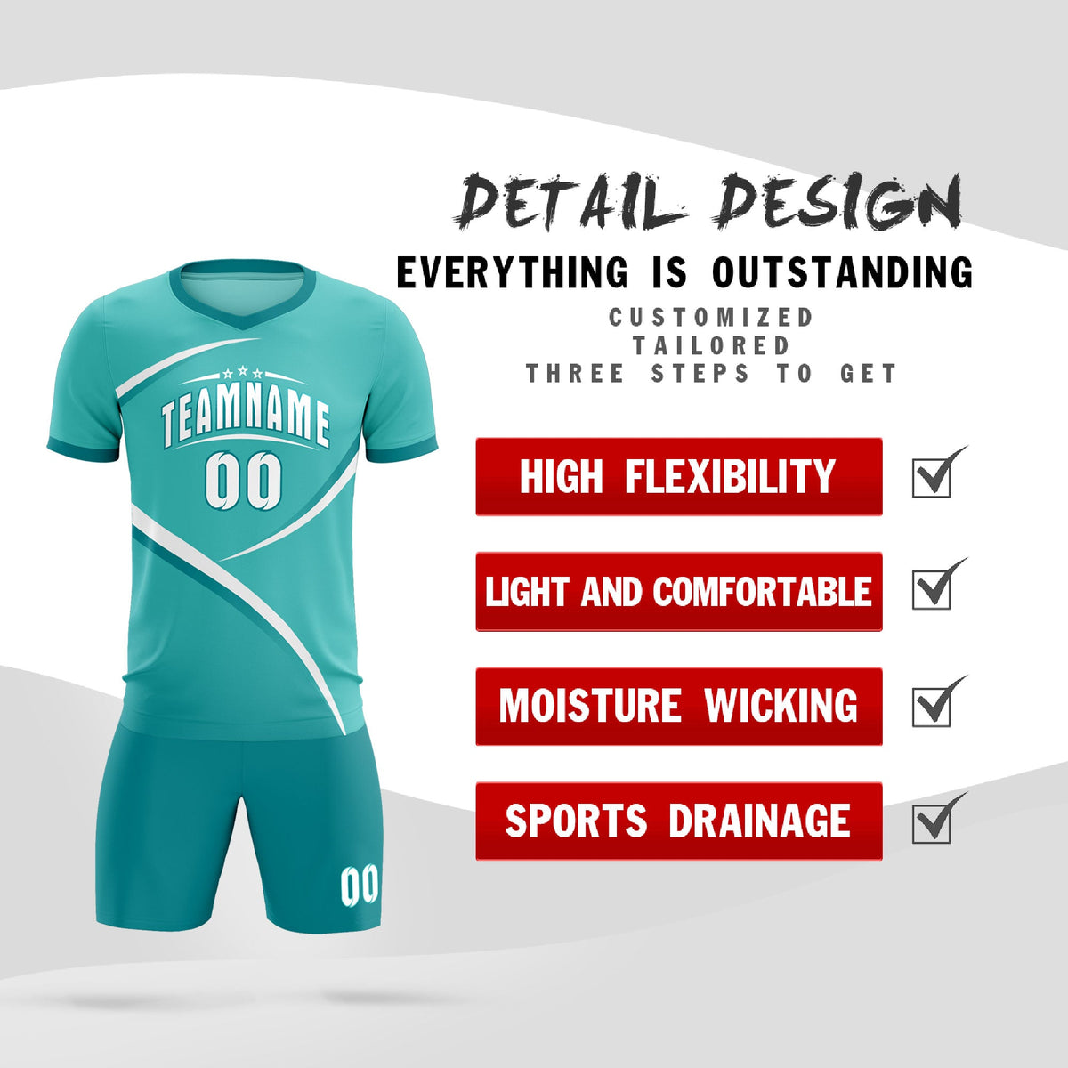 Custom Bright Green Aqua Color Block Training Uniform For Men Football Kits Jersey