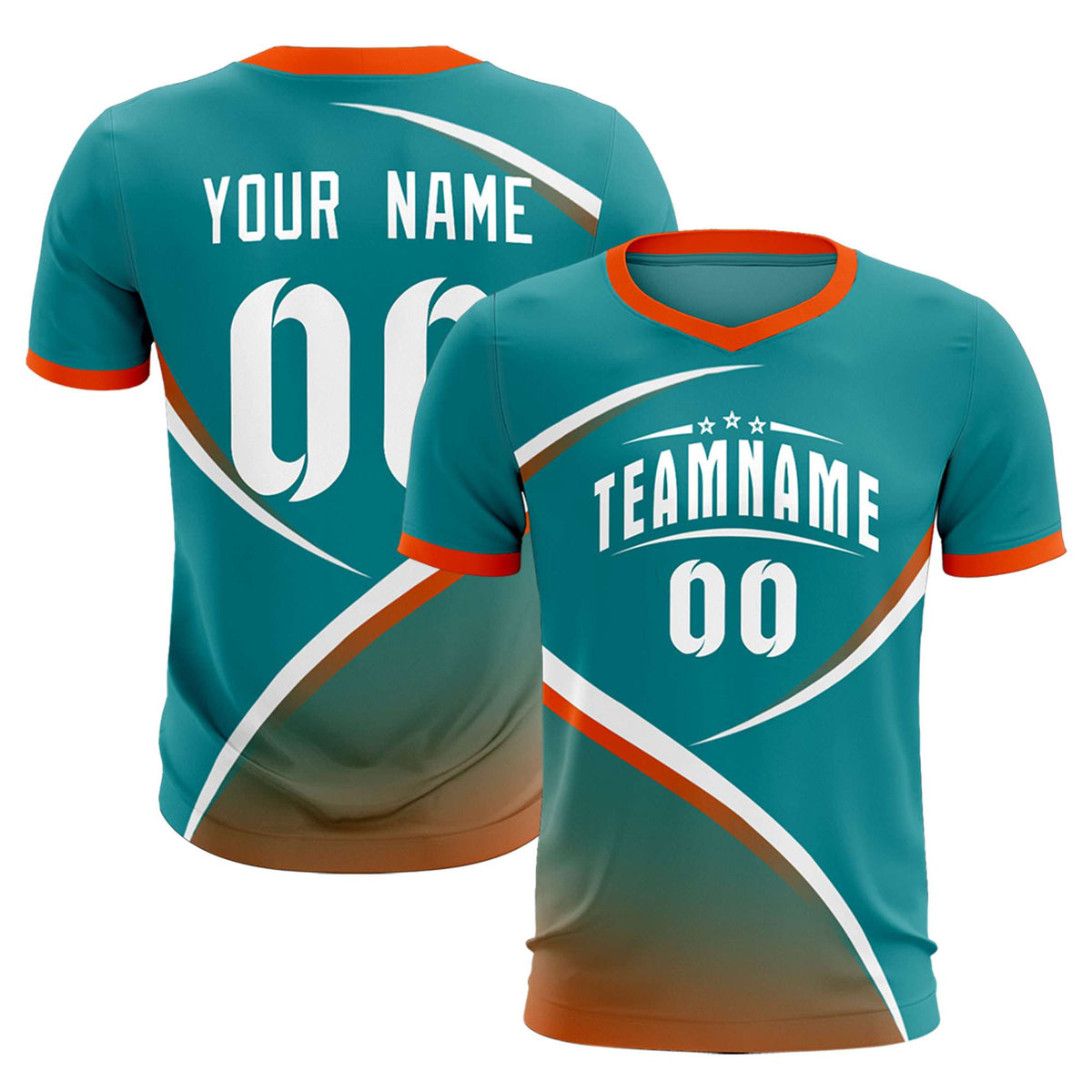 Custom Aqua Orange Color Block Training Uniform For Men Soccer Sets Jersey