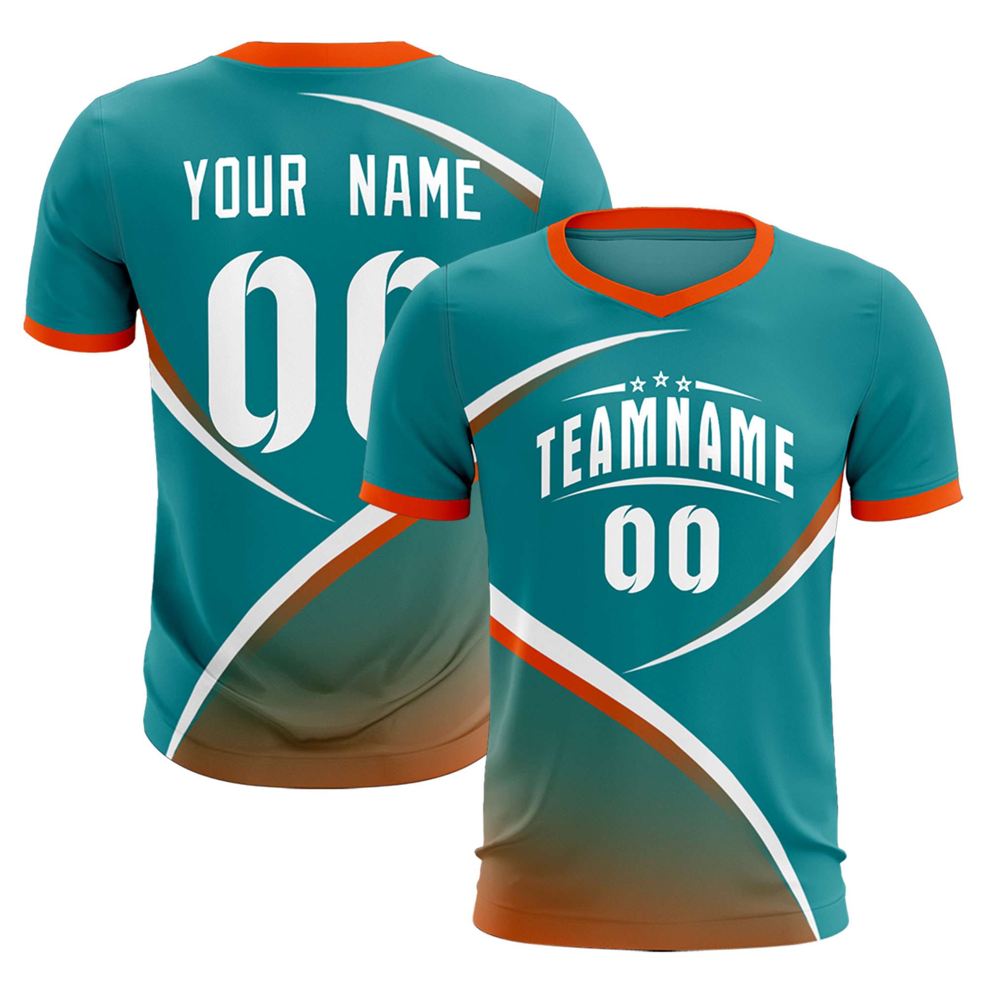 Custom Aqua Orange Color Block Training Uniform For Men Soccer Sets Jersey