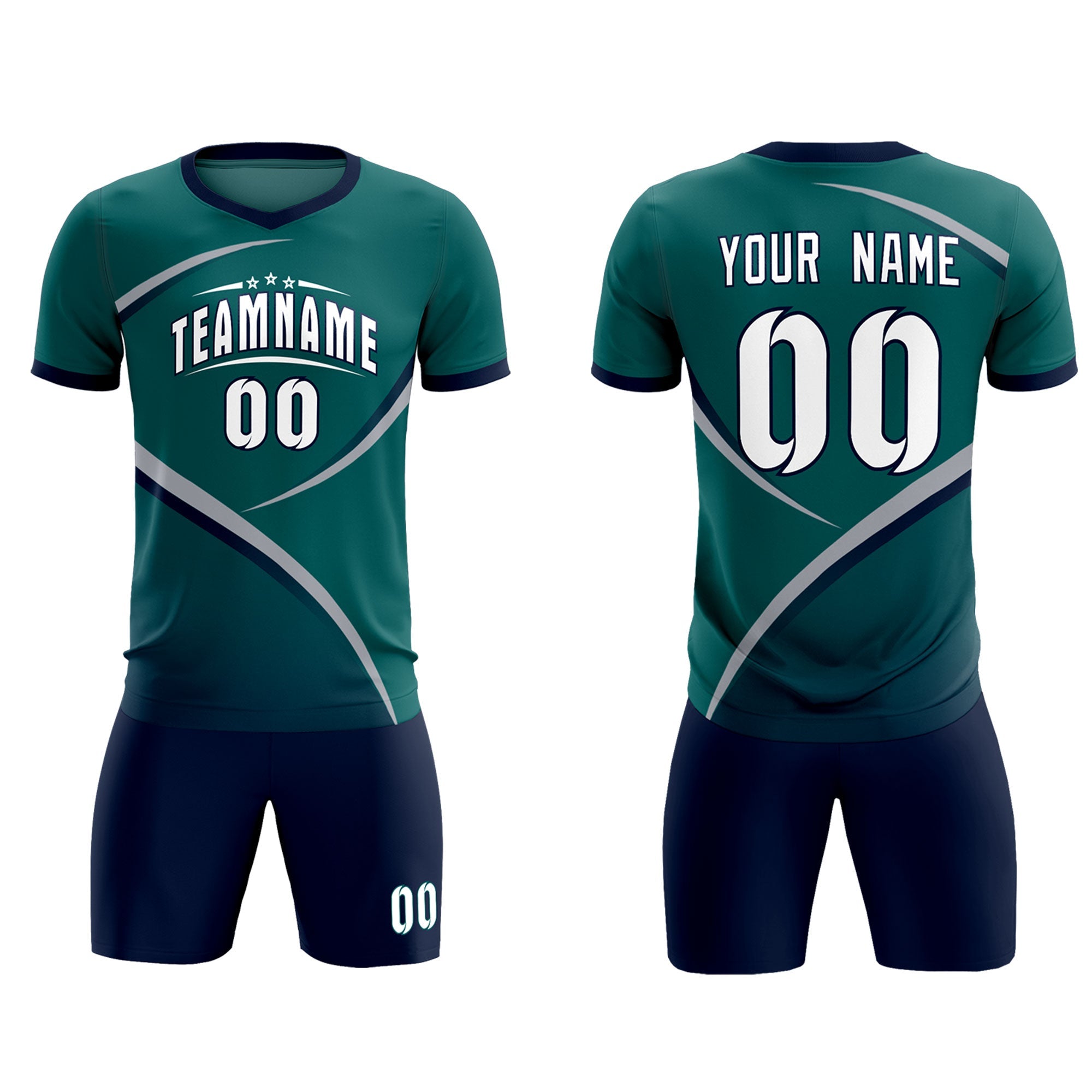 Custom Aqua Navy Color Block Training Uniform For Men Soccer Sets Jersey
