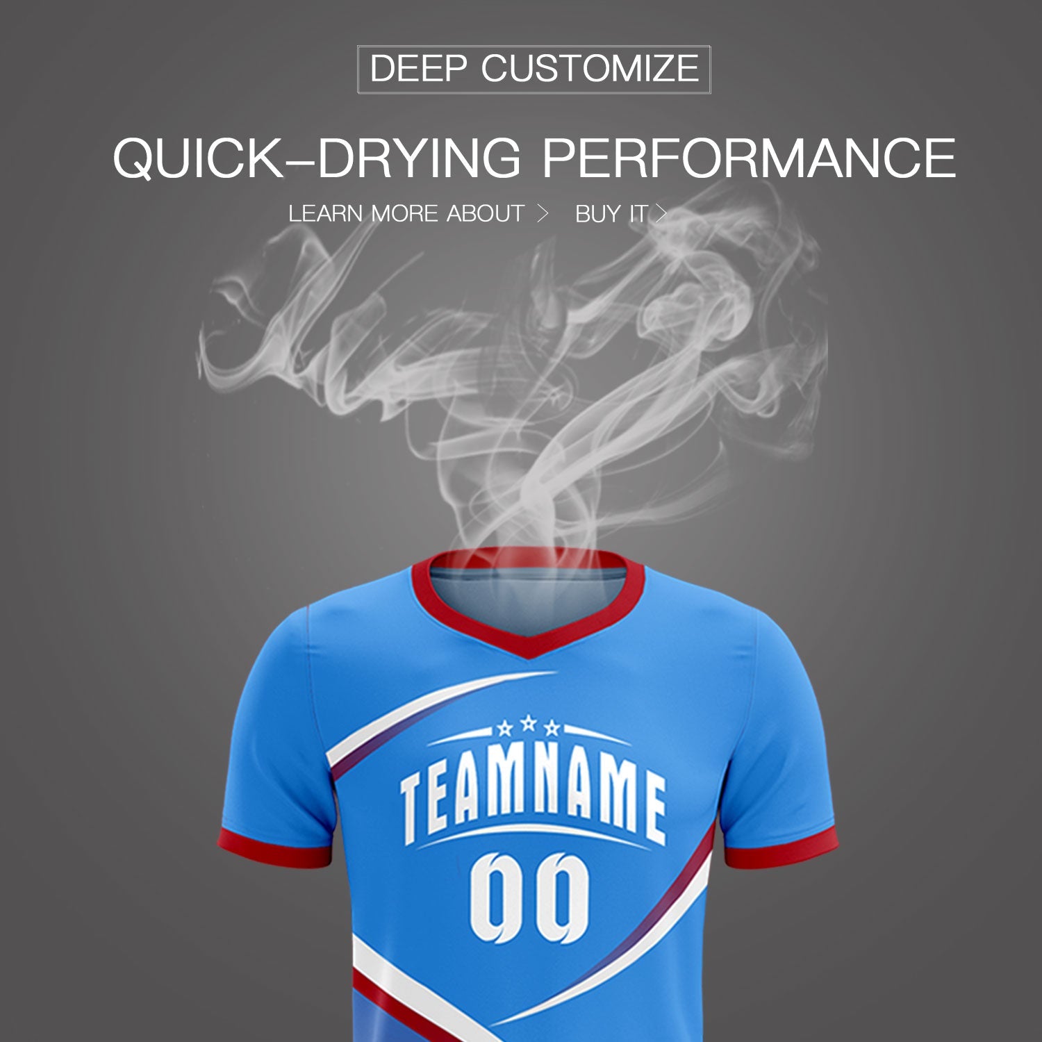 Custom Powder Blue Red Color Block Training Uniform For Men Soccer Sets Jersey