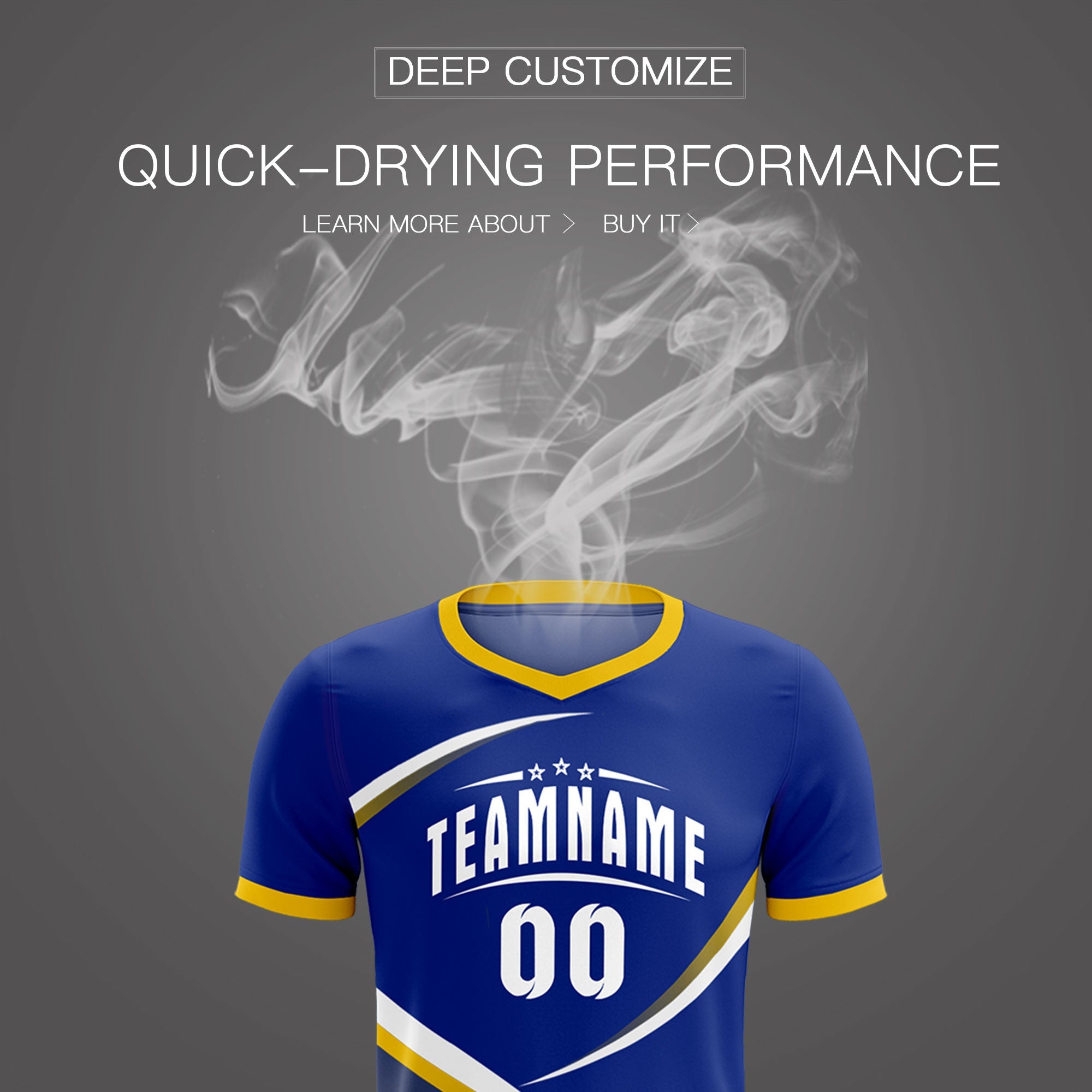 Custom Royal Gold Color Block Training Uniform For Men Soccer Sets Jersey