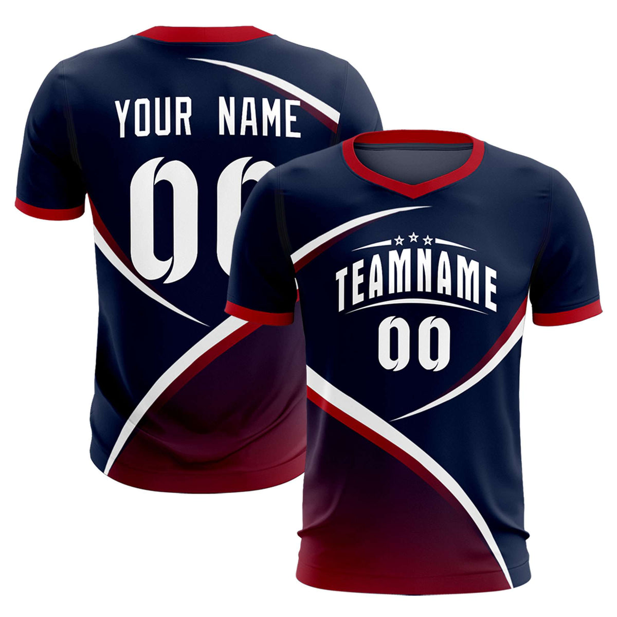 Custom Navy Red Color Block Training Uniform For Men Soccer Sets Jersey