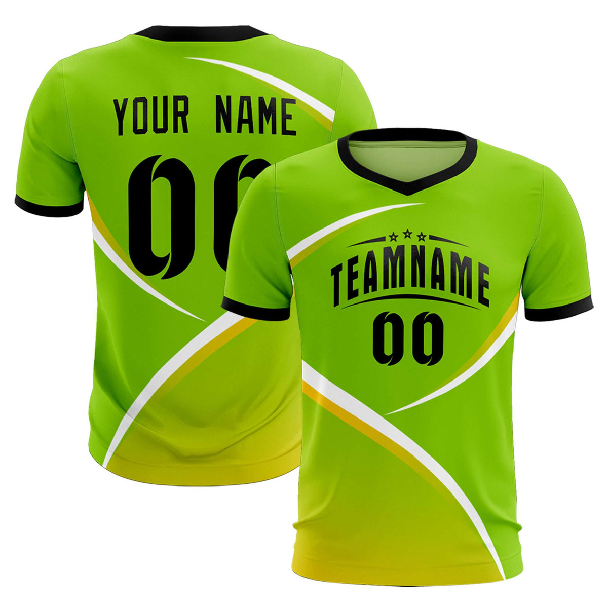 Custom Neon Green Black Color Block Training Uniform For Men Soccer Sets Jersey