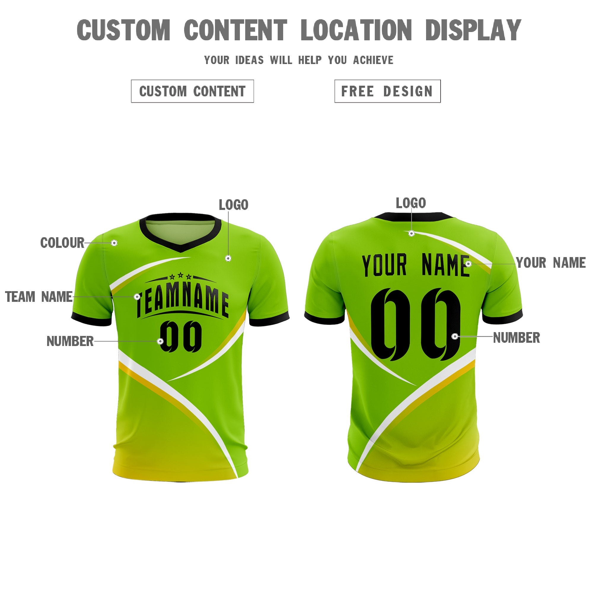 Custom Neon Green Black Color Block Training Uniform For Men Soccer Sets Jersey