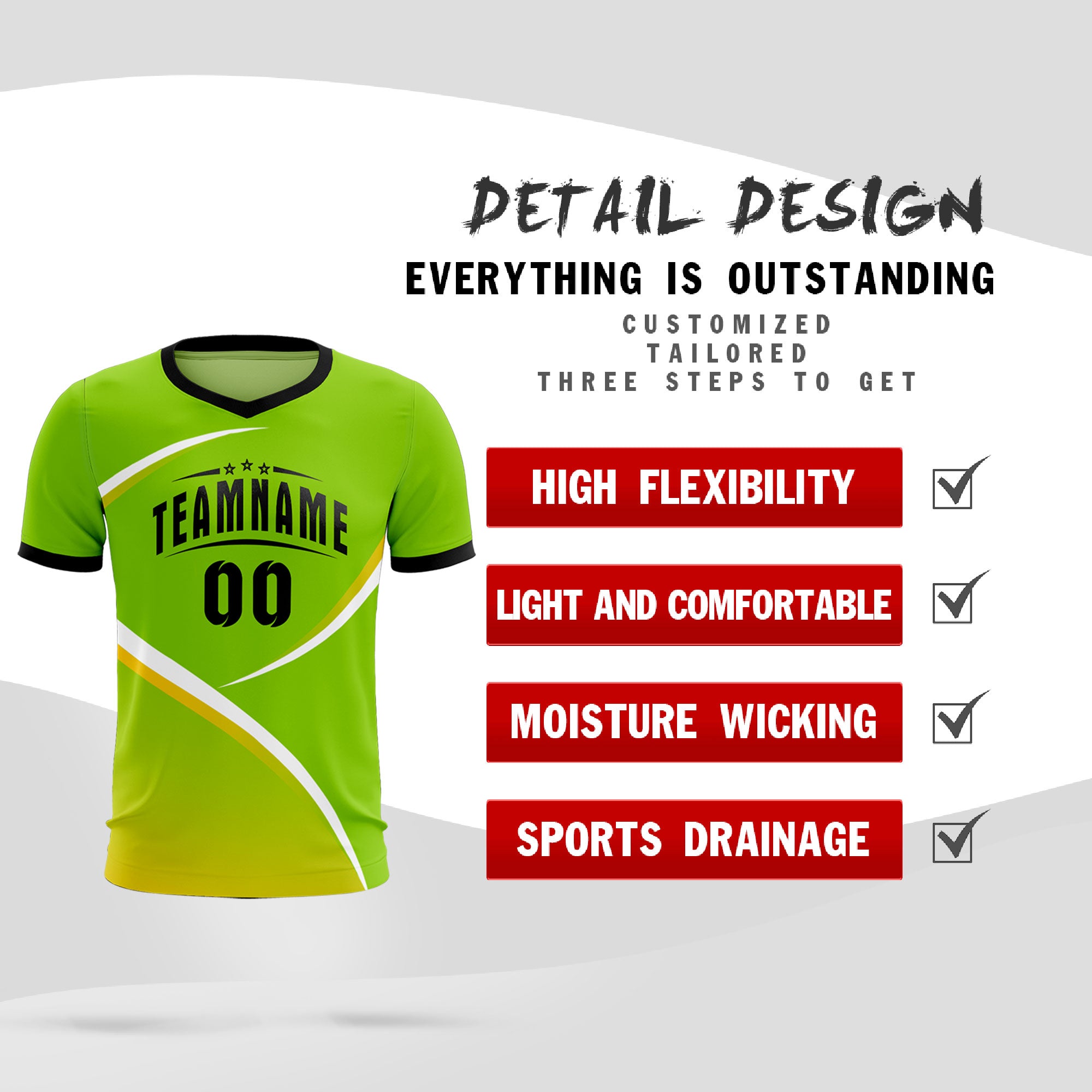 Custom Neon Green Black Color Block Training Uniform For Men Soccer Sets Jersey