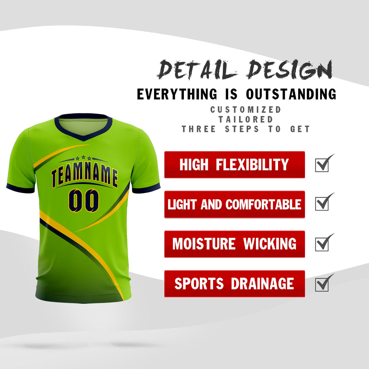 Custom Neon Green Navy Color Block Training Uniform For Men Soccer Sets Jersey
