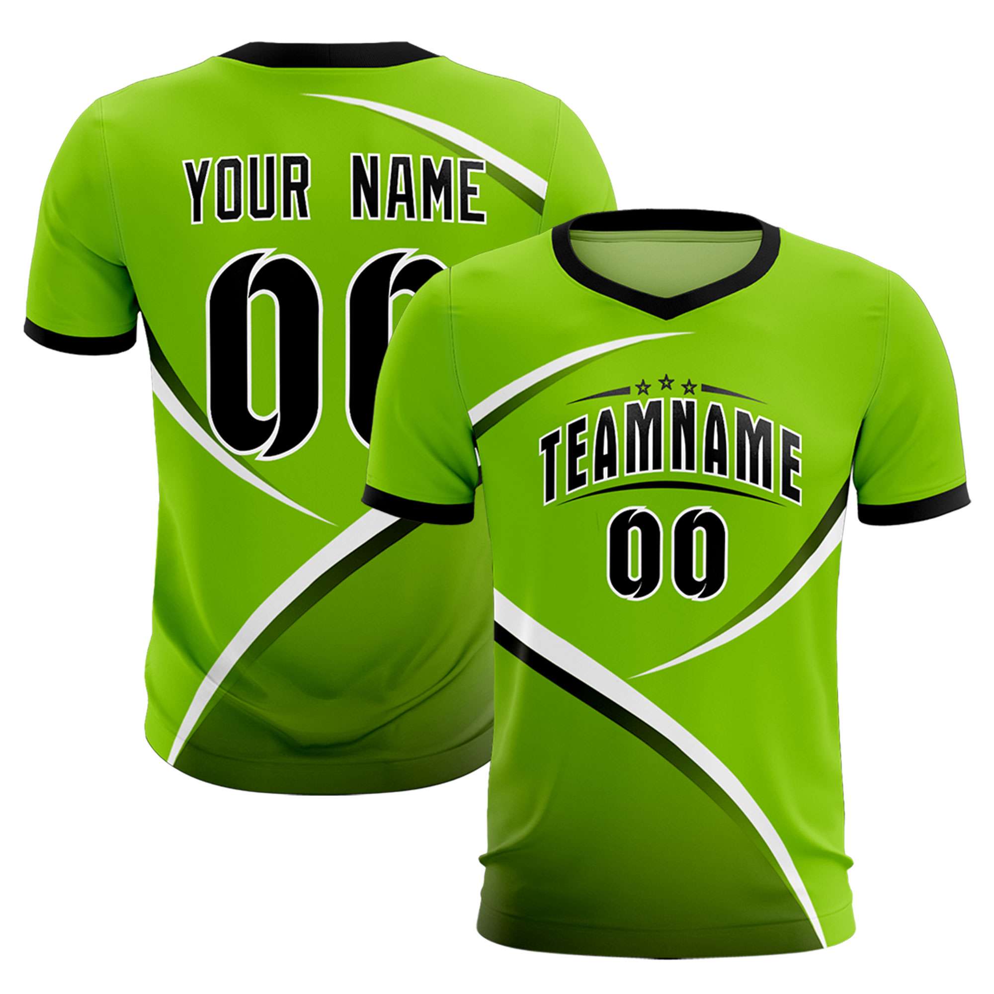 Custom Neon Green Black Color Block Training Uniform For Men Soccer Sets Jersey