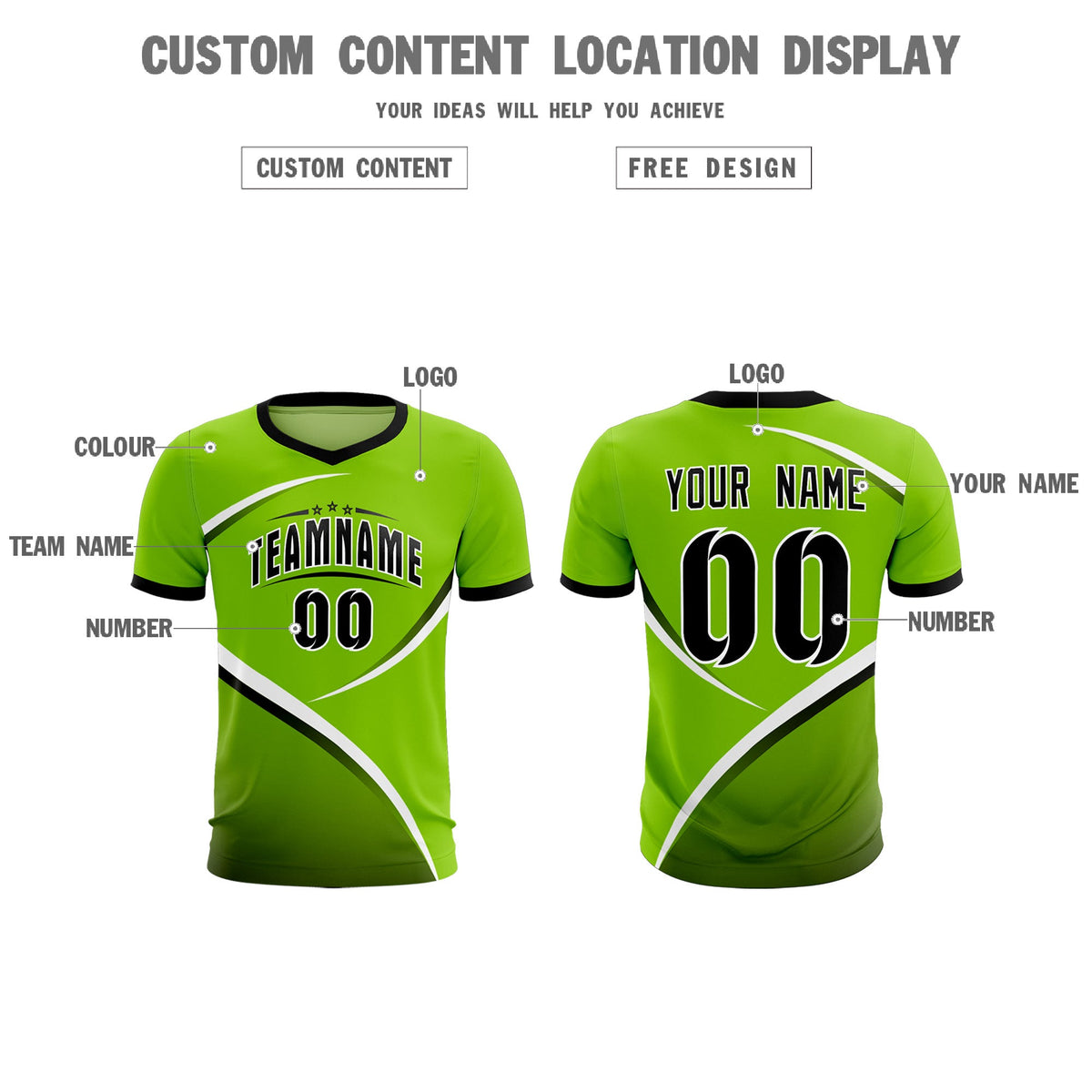 Custom Neon Green Black Color Block Training Uniform For Men Soccer Sets Jersey