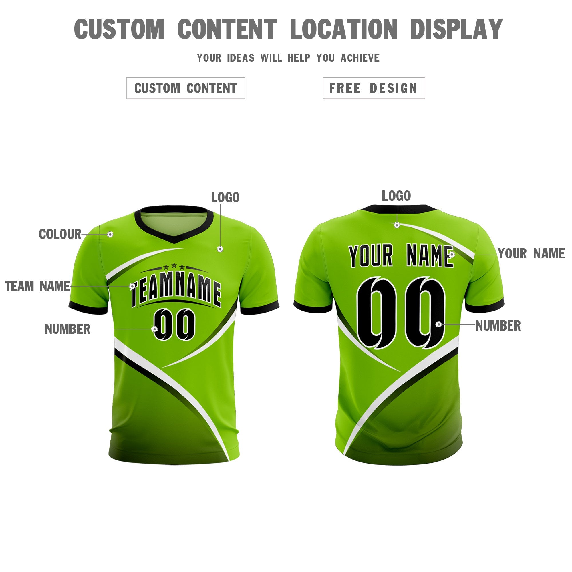 Custom Neon Green Black Color Block Training Uniform For Men Soccer Sets Jersey