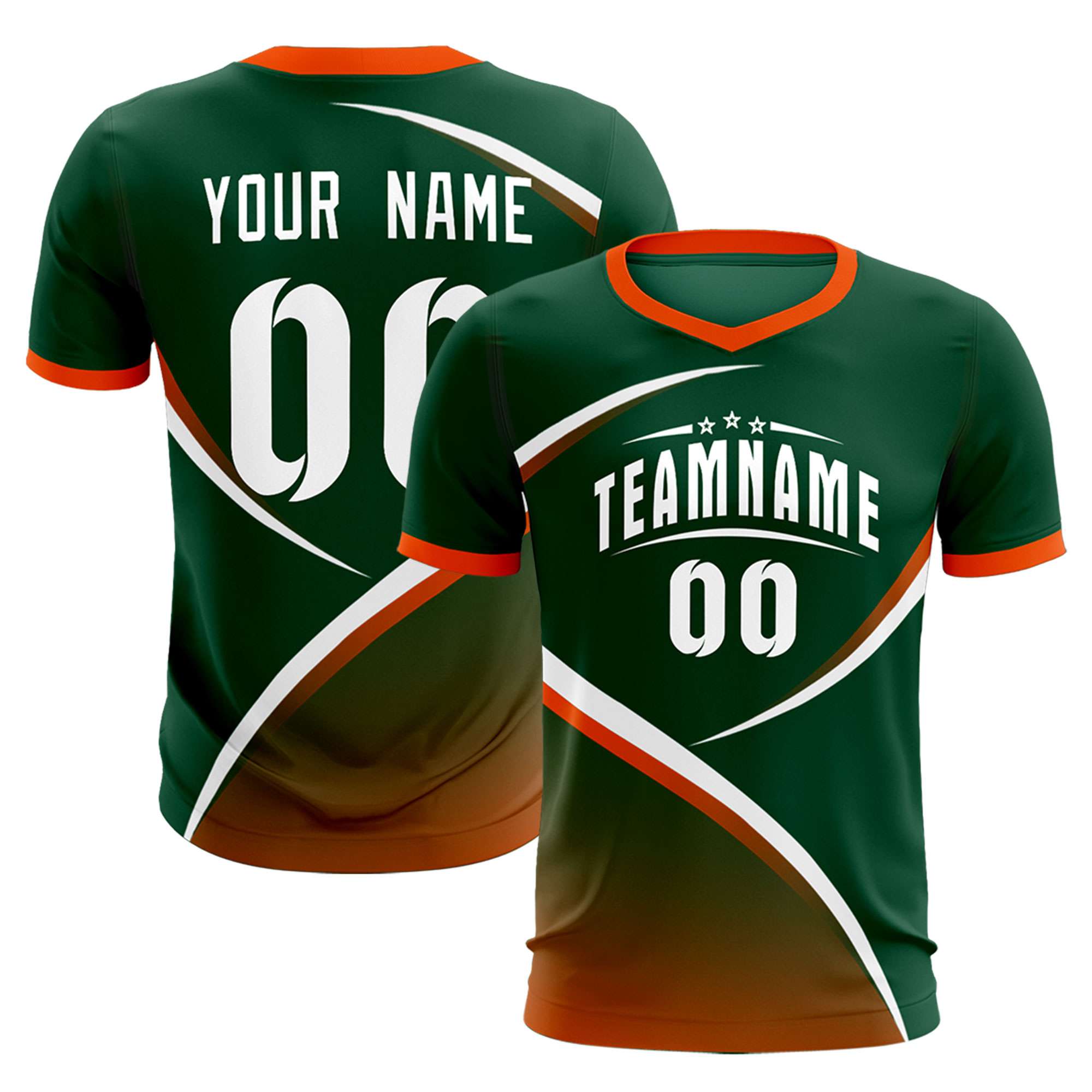 Custom Green Orange Color Block Training Uniform For Men Soccer Sets Jersey