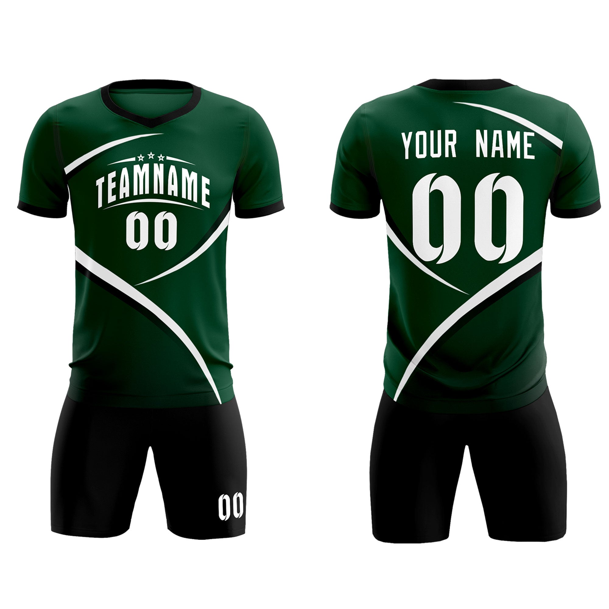Custom Green Black Color Block Training Uniform For Men Soccer Sets Jersey
