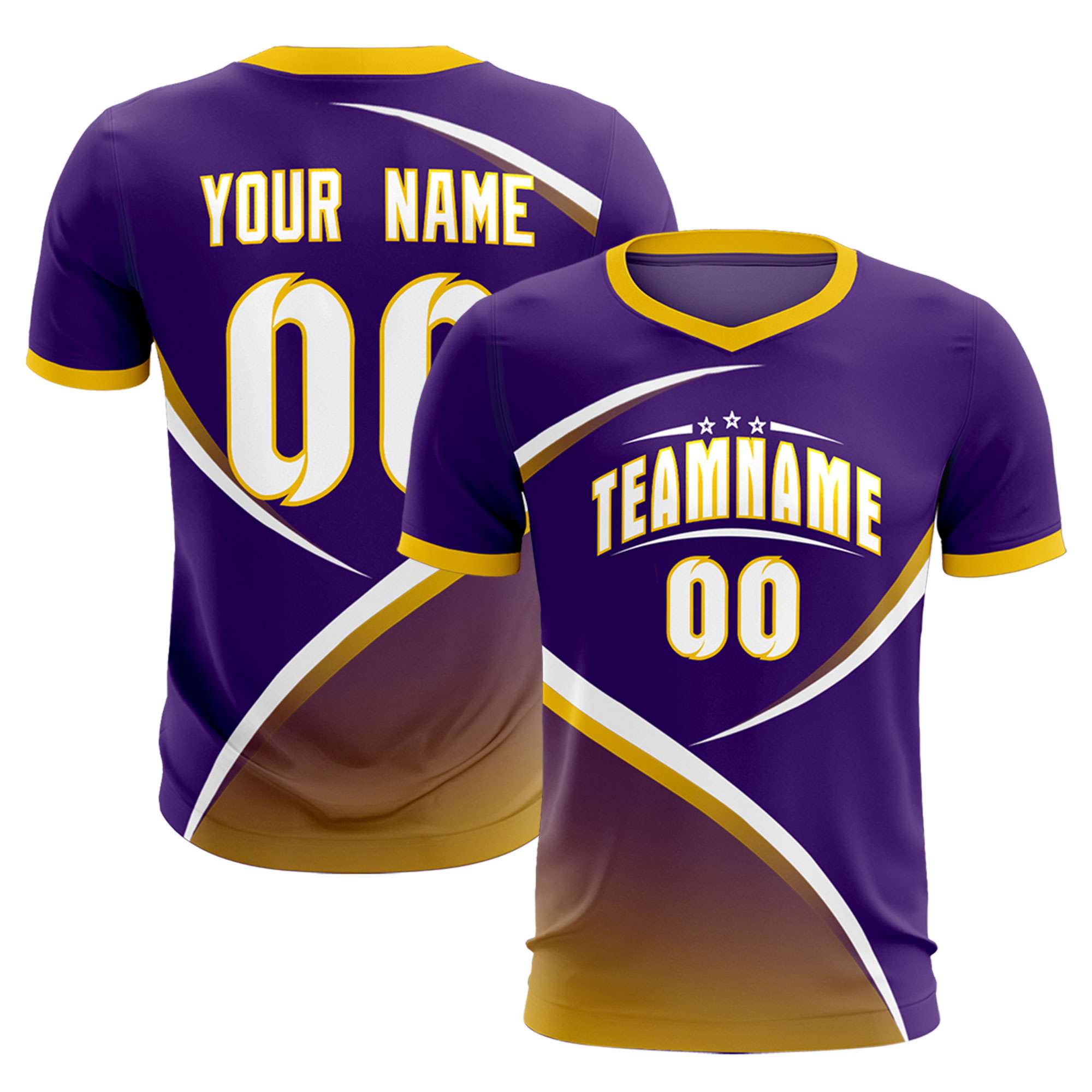 Custom Purple Gold Color Block Training Uniform For Men Soccer Sets Jersey