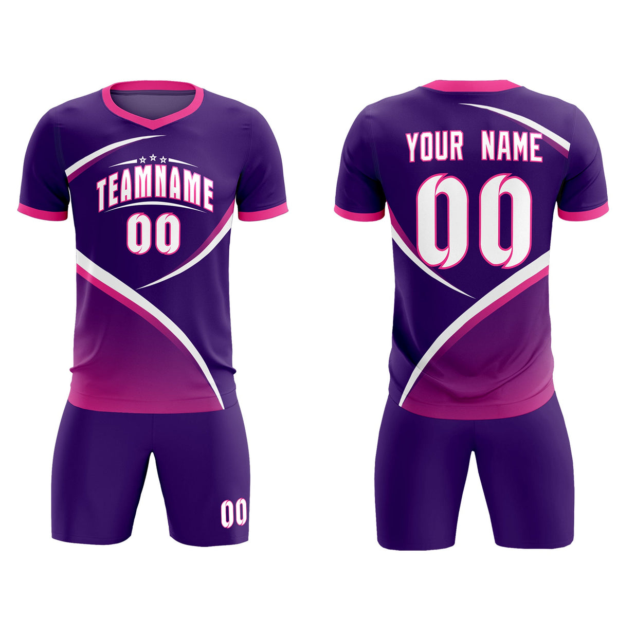 Custom Purple Pink Color Block Training Uniform For Men Soccer Sets Jersey