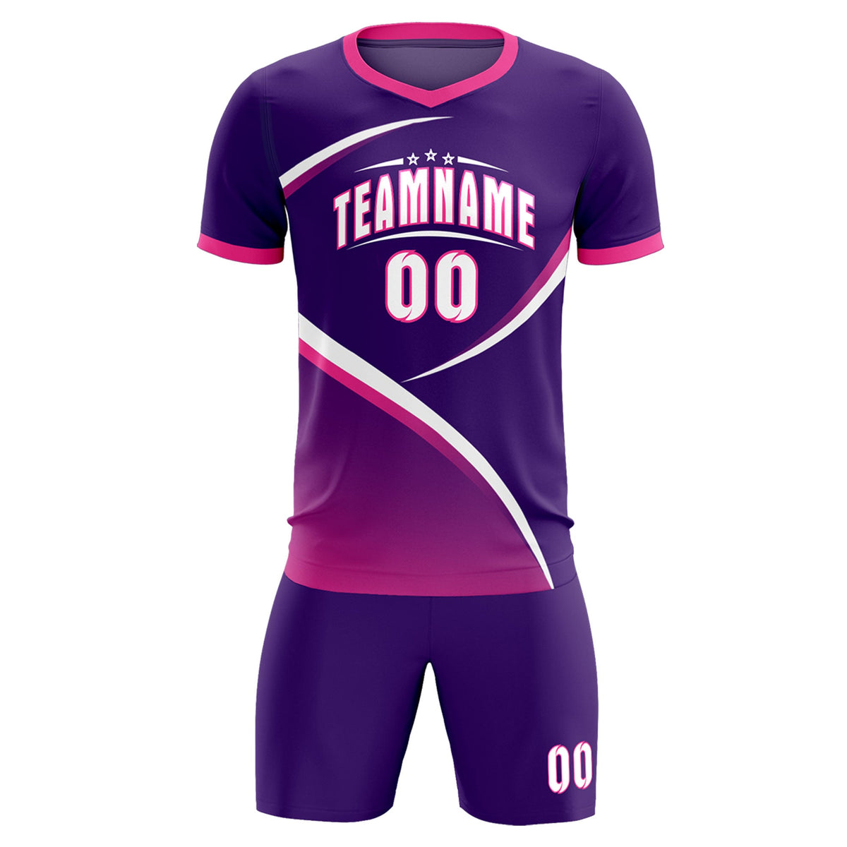 Custom Purple Pink Color Block Training Uniform For Men Soccer Sets Jersey