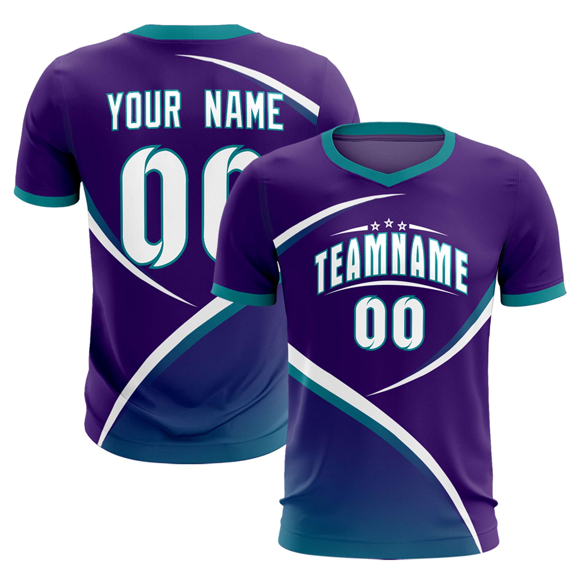 Custom Purple Aqua Color Block Training Uniform For Men Soccer Sets Jersey
