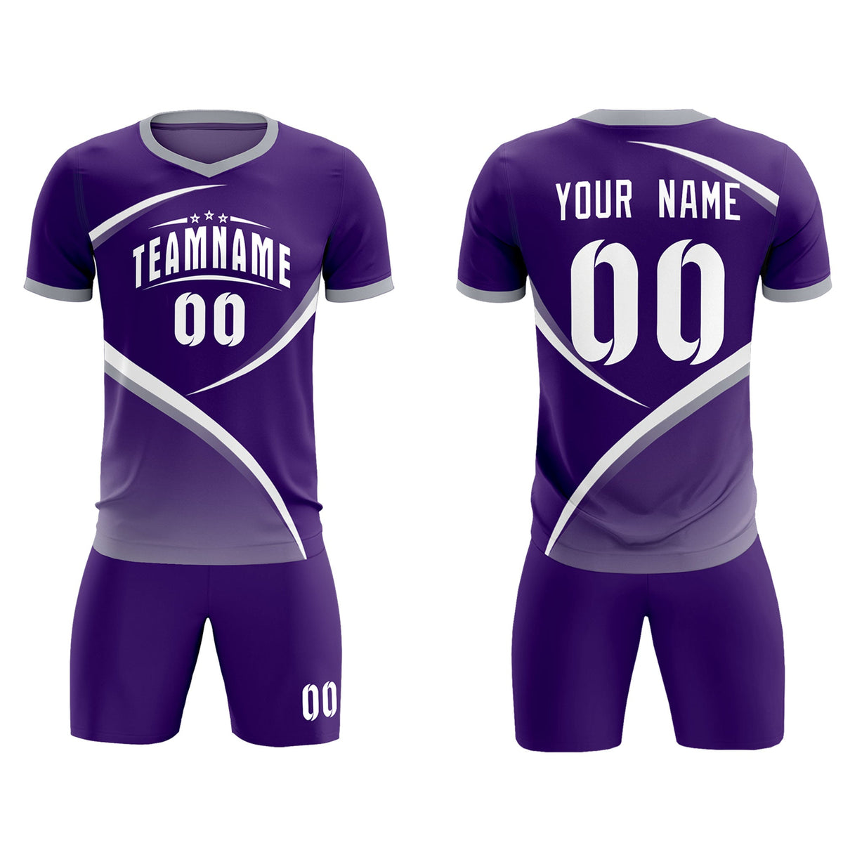Custom Purple Gray Color Block Training Uniform For Men Soccer Sets Jersey