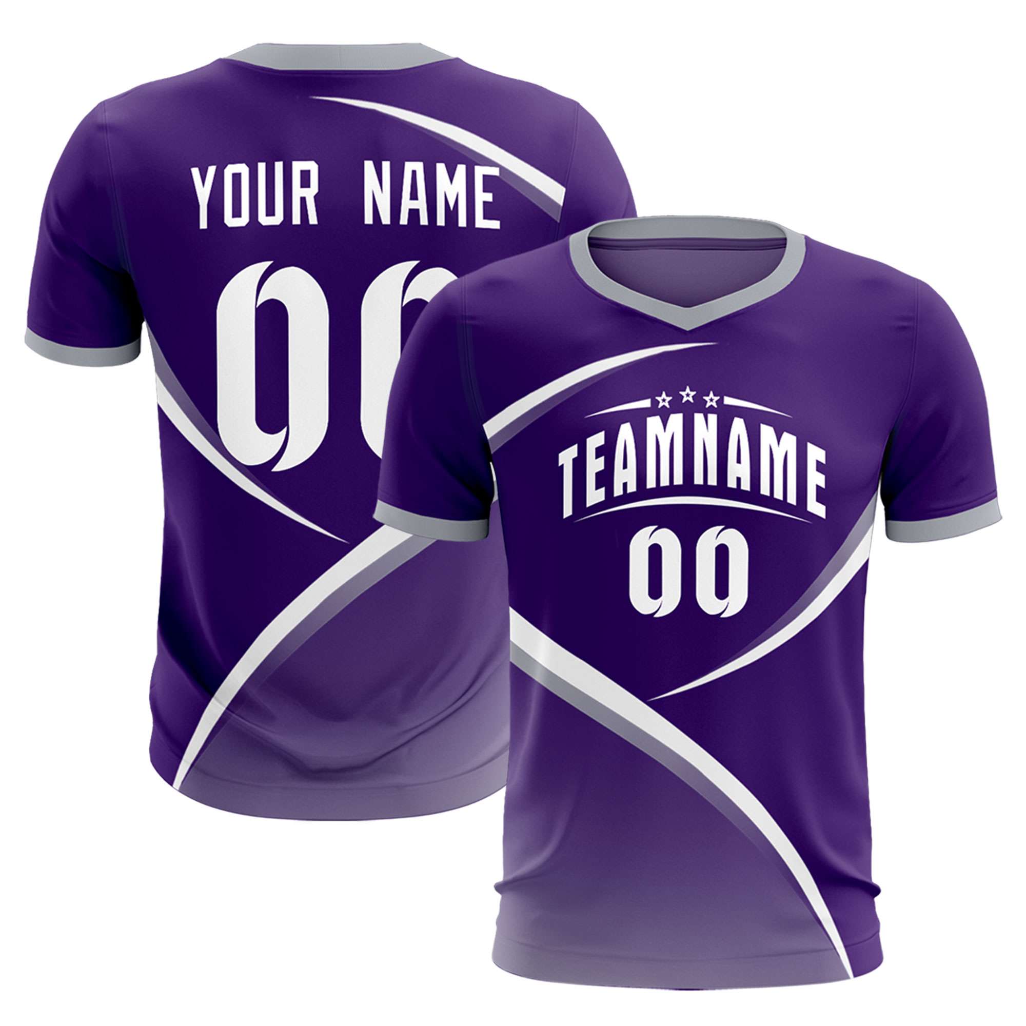 Custom Purple Gray Color Block Training Uniform For Men Soccer Sets Jersey