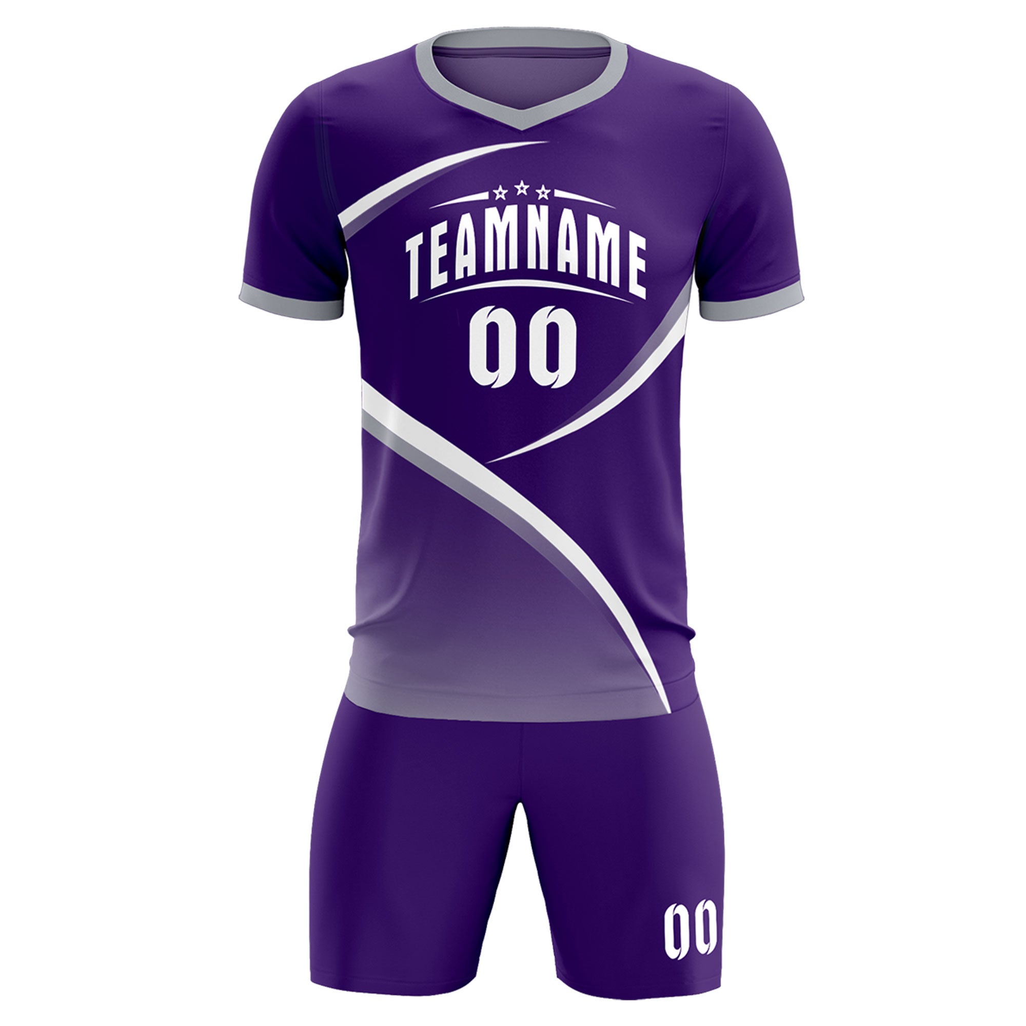 Custom Purple Gray Color Block Training Uniform For Men Soccer Sets Jersey