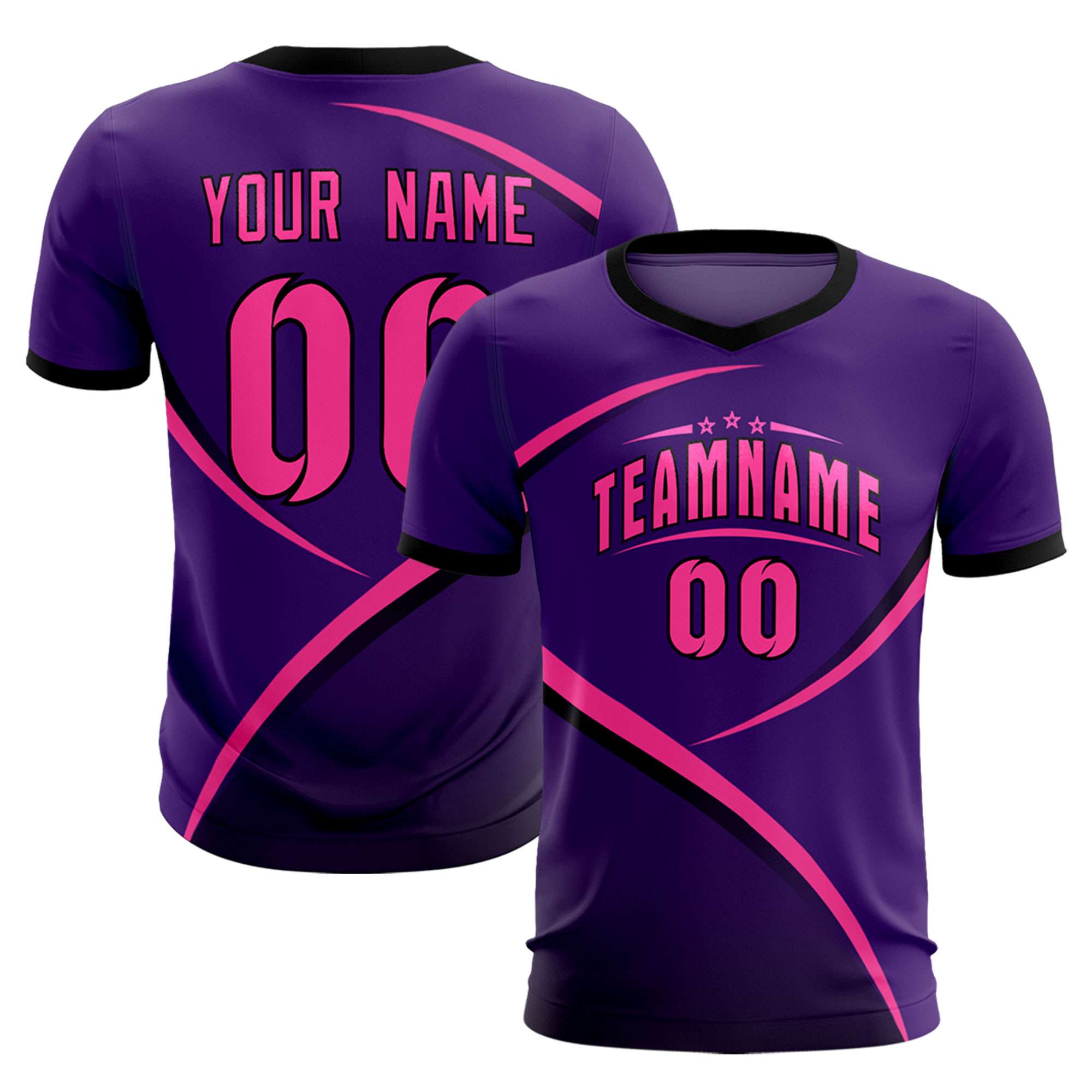 Custom Purple Black Color Block Training Uniform For Men Soccer Sets Jersey
