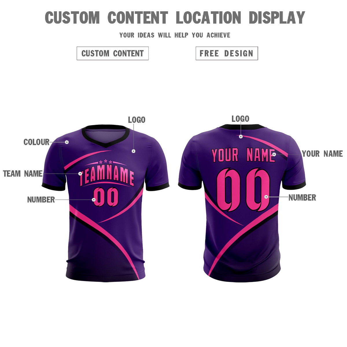 Custom Purple Black Color Block Training Uniform For Men Soccer Sets Jersey