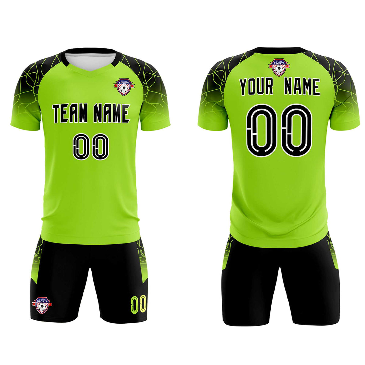 Custom Neon Green Classic Football Training Kit Jersey For Adults/Kids